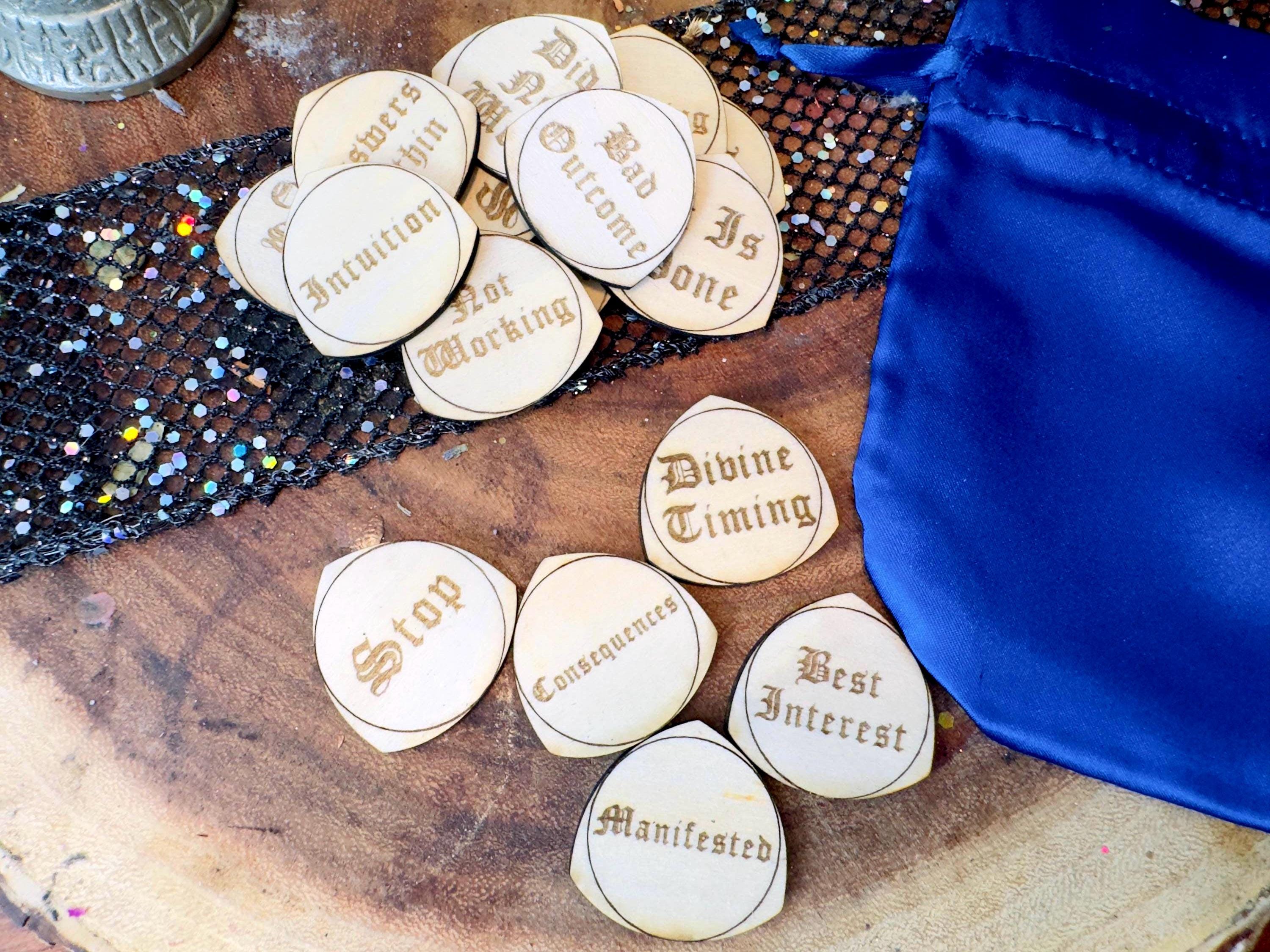 Customizable Wooden Divination Runes – Personalized Witchcraft Set, Witches Rune Set