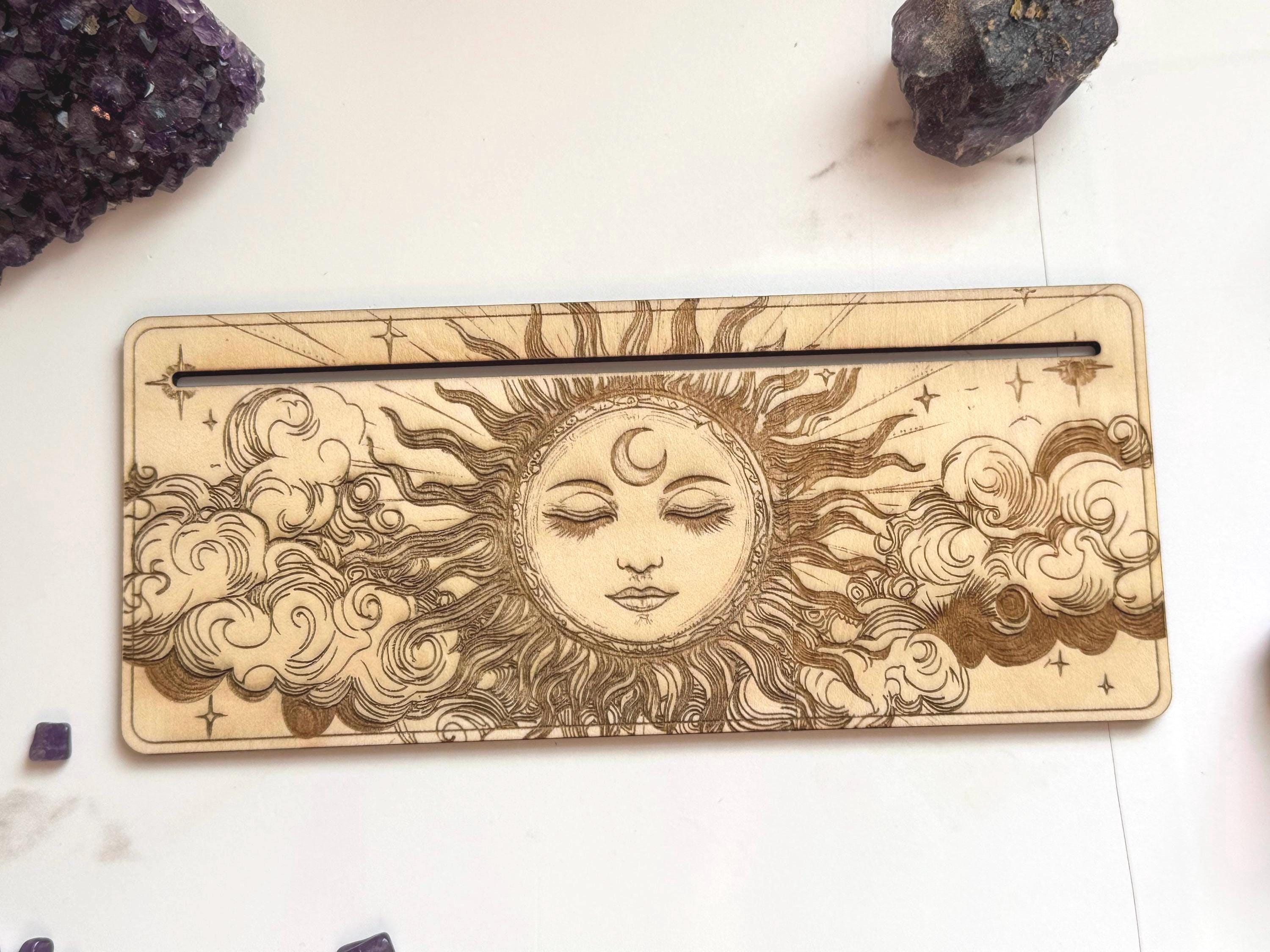 Divination Tool To Hold Your Tarot Cards For Readings, Wooden Sun Design Displays 1-2 Cards, Altar Decor For Oracle Cards, Tarot Stand