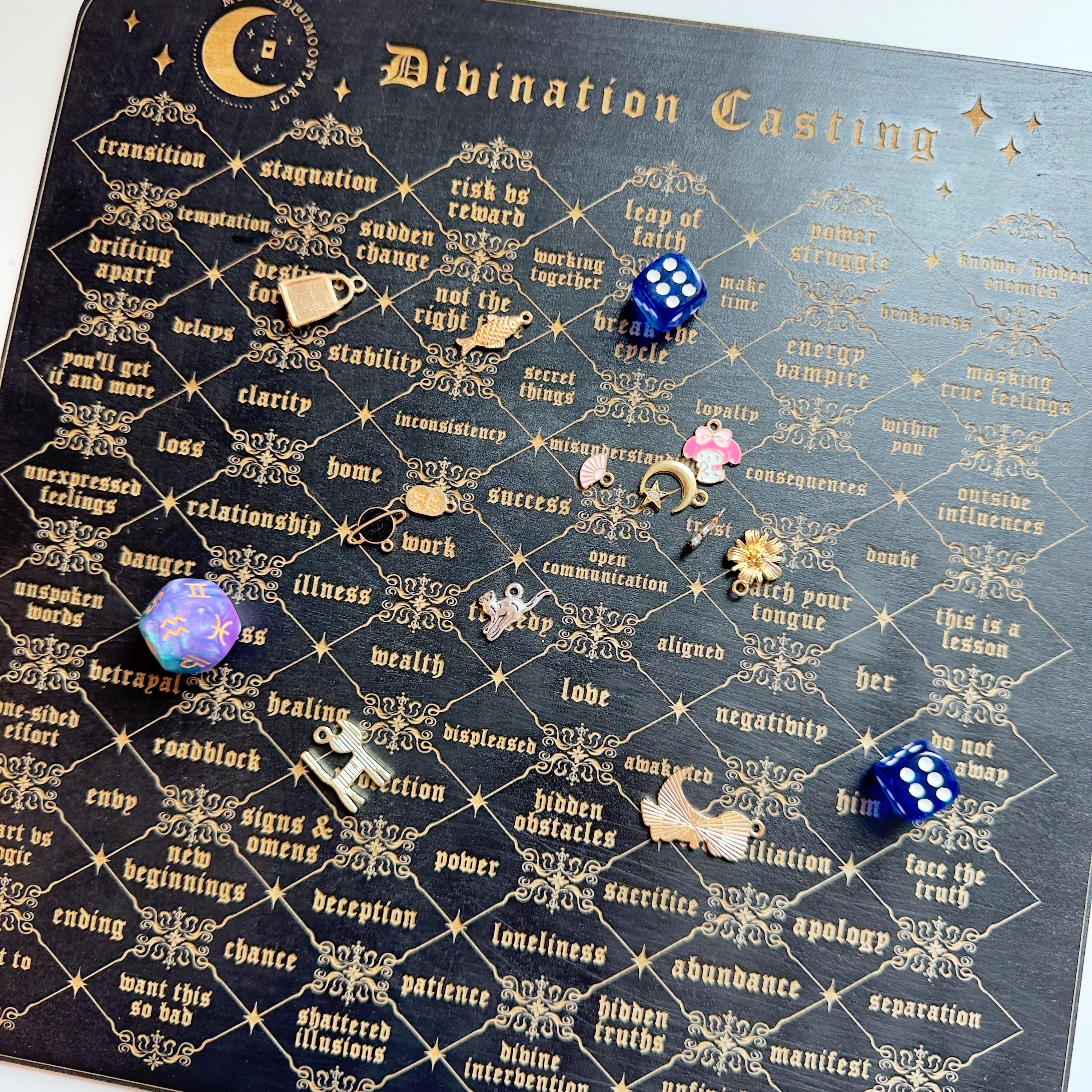 Divination Casting Board for Charm Casting, Rune Casting & Pendulum Readings | Dice Divination Board | Spiritual Tool for Tarot Readers