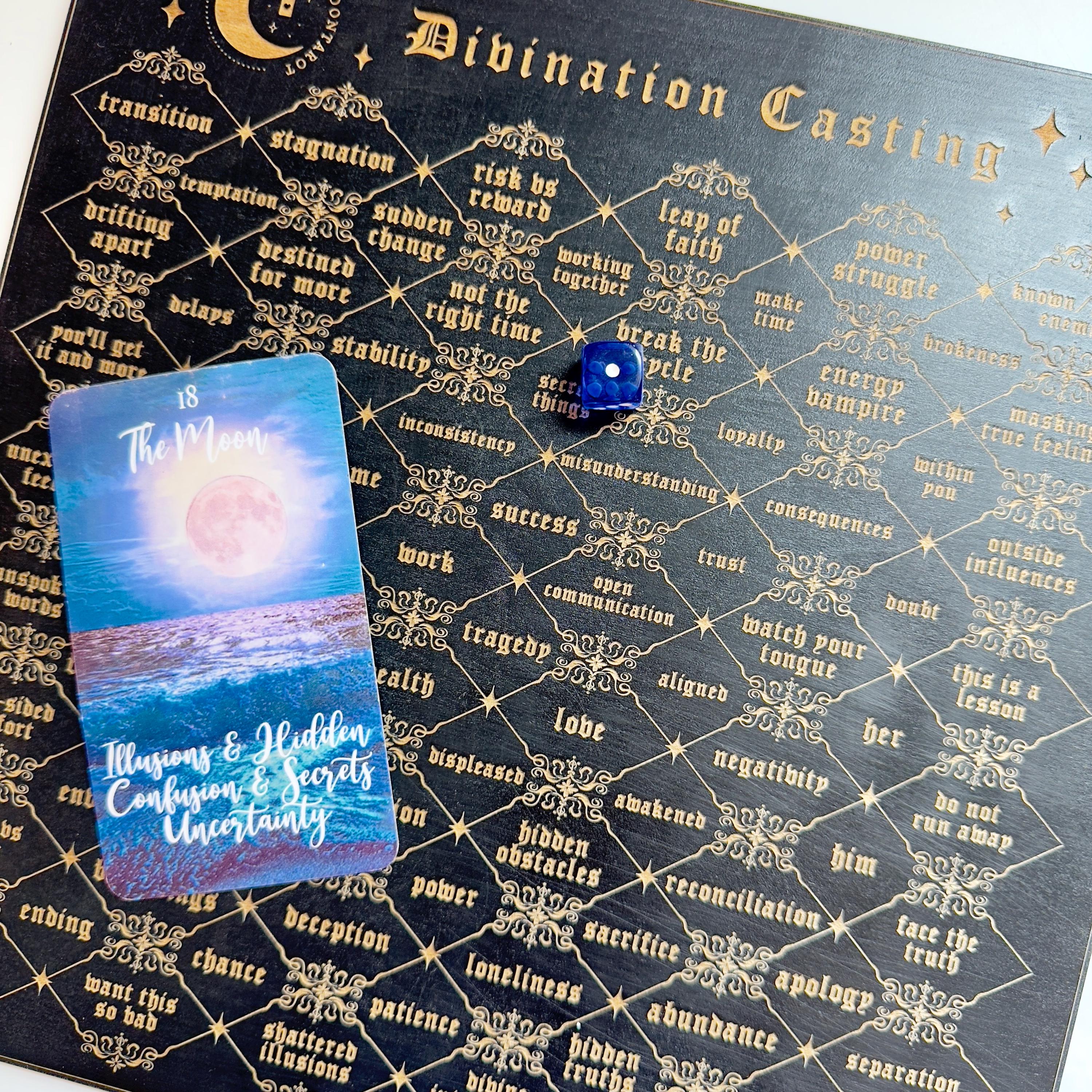 Divination Casting Board for Charm Casting, Rune Casting & Pendulum Readings | Dice Divination Board | Spiritual Tool for Tarot Readers