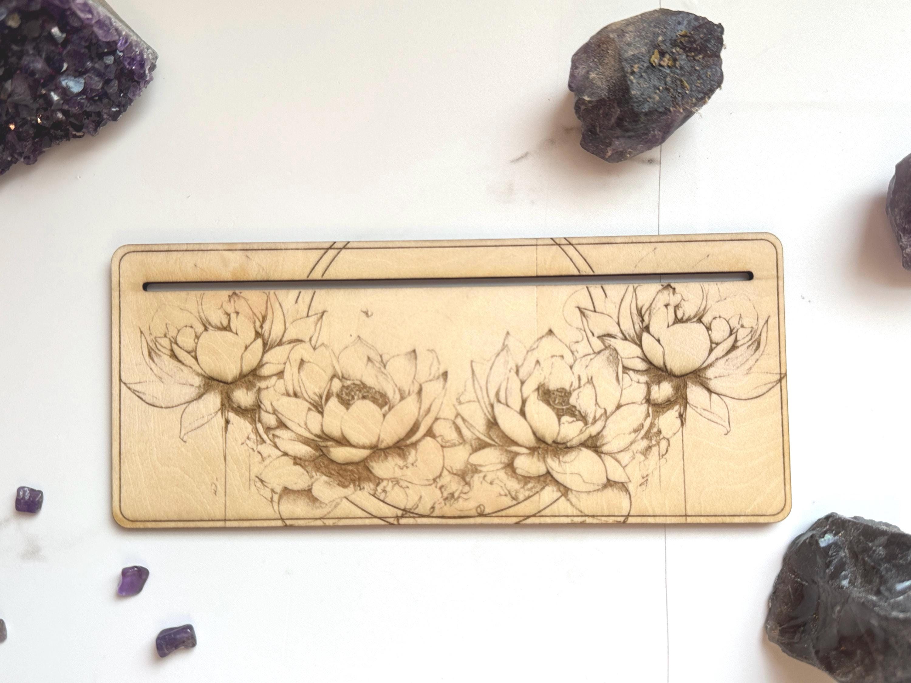 Tarot Card Holder Stand, Lotus Flower, Tarot Oracle Affirmation Card Display, Laser Engraved Divination Stand, Altar Decor, Spiritual Gift