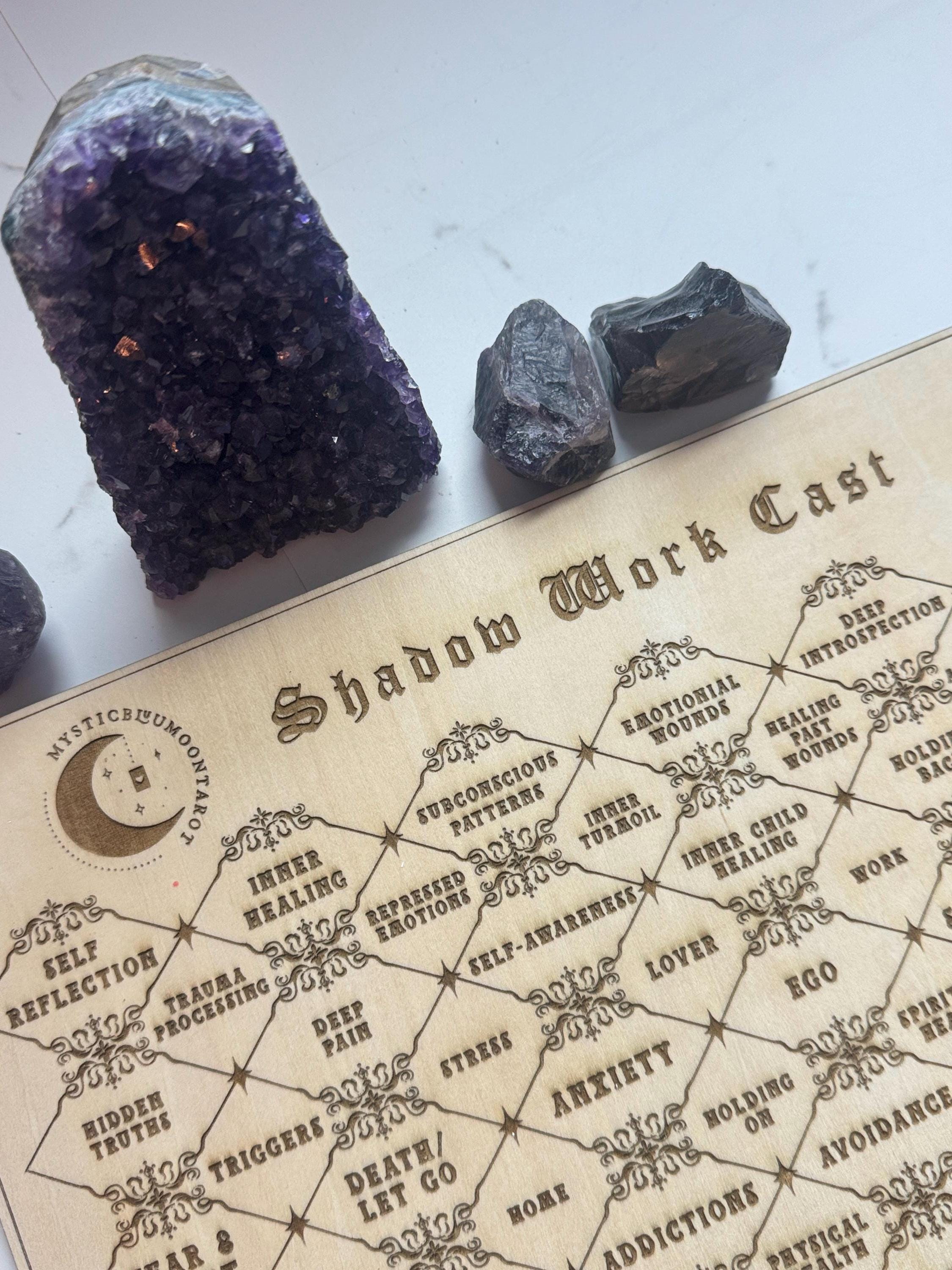 Charm Casting Board For Shadow Work - Wooden Divination Board for Self-Reflection, Healing, and Inner Work | Witchcraft & Spiritual Tool