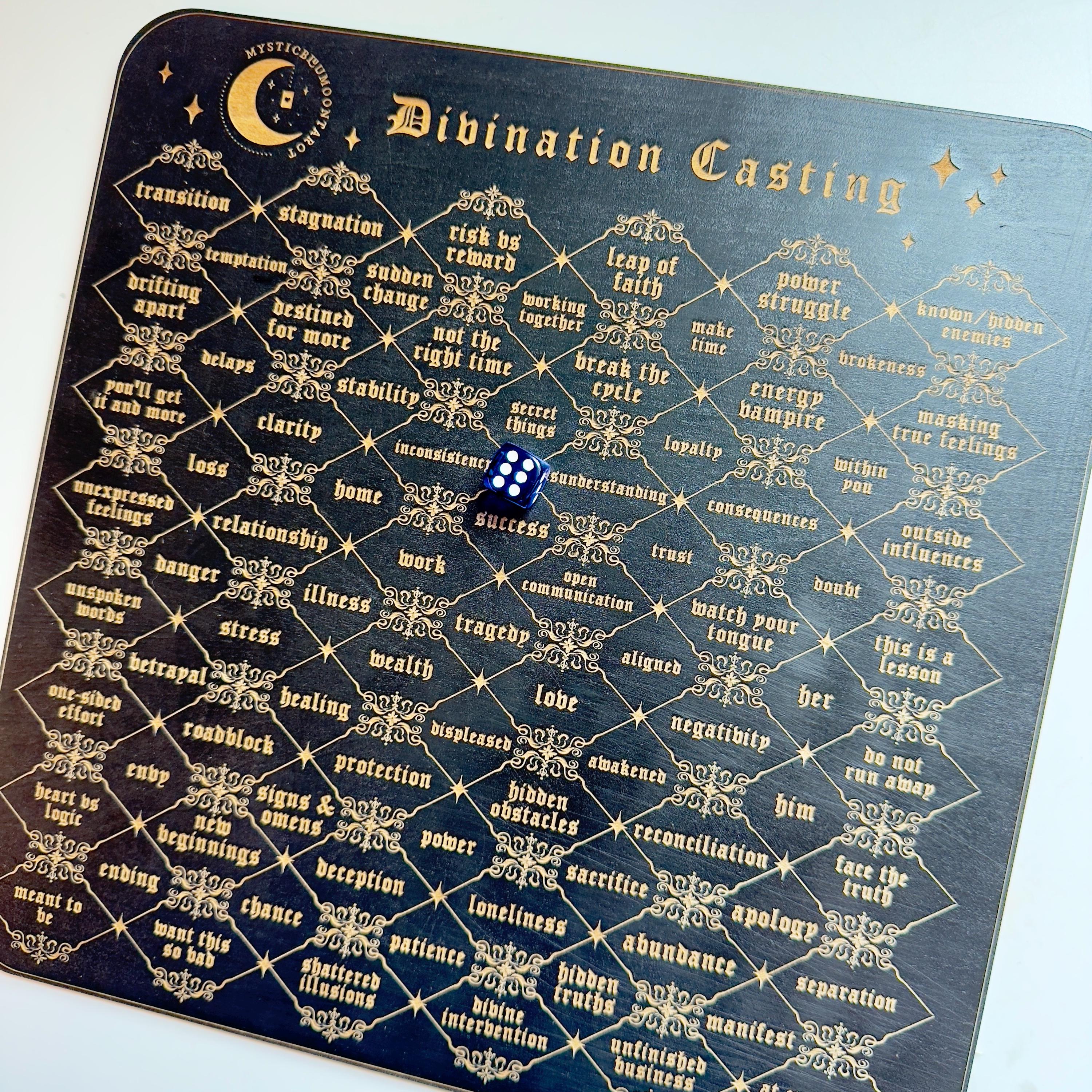 Divination Casting Board – Wooden Altar Tool for Life Situations, General Guidance, Charm, Tarot, and Dice Readings