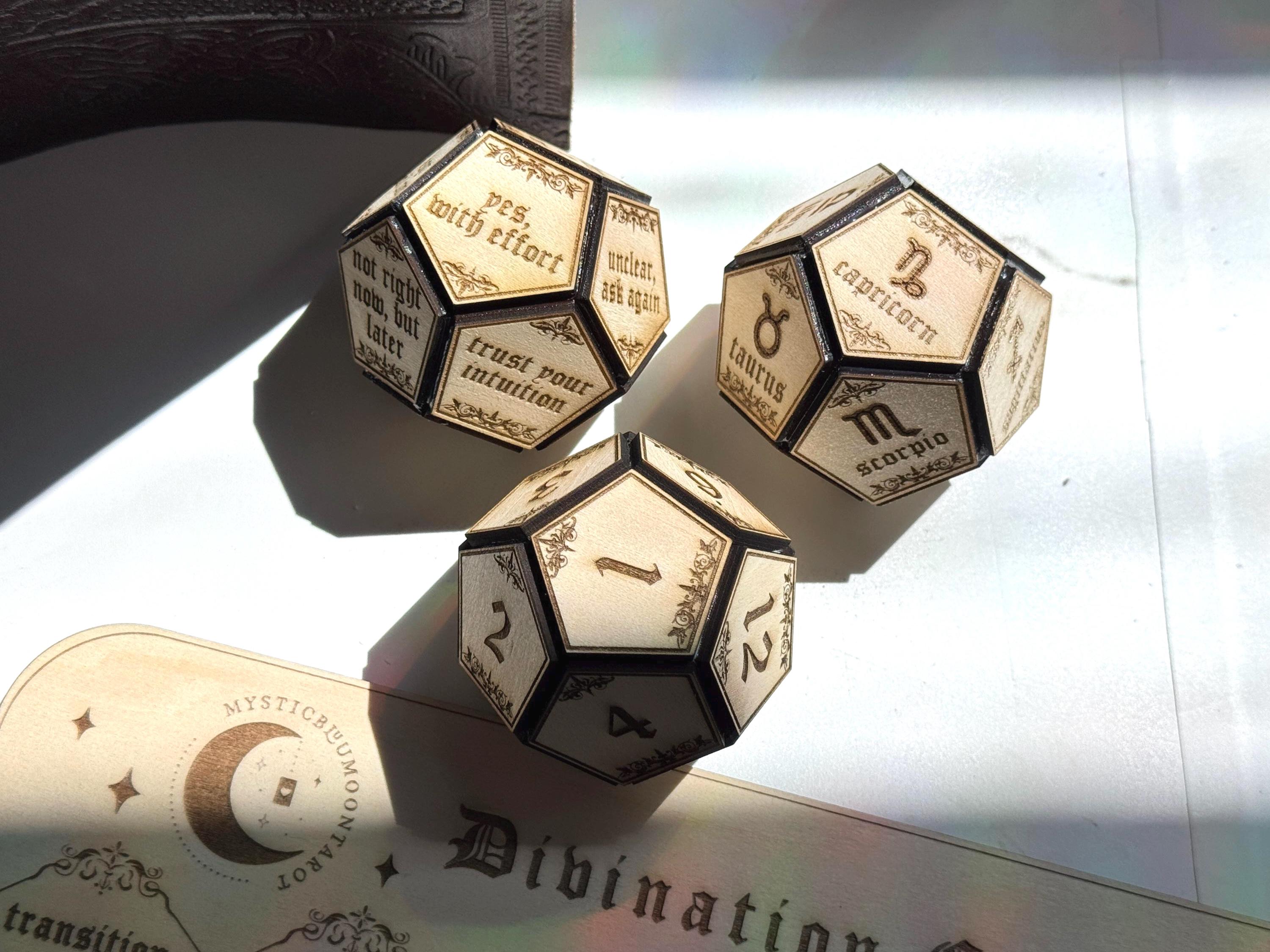 Divination Dice for Psychic Readings & Tarot Card Readings Zodiac Signs and Fortune Telling Spiritual ToolSpirit Communication Tool