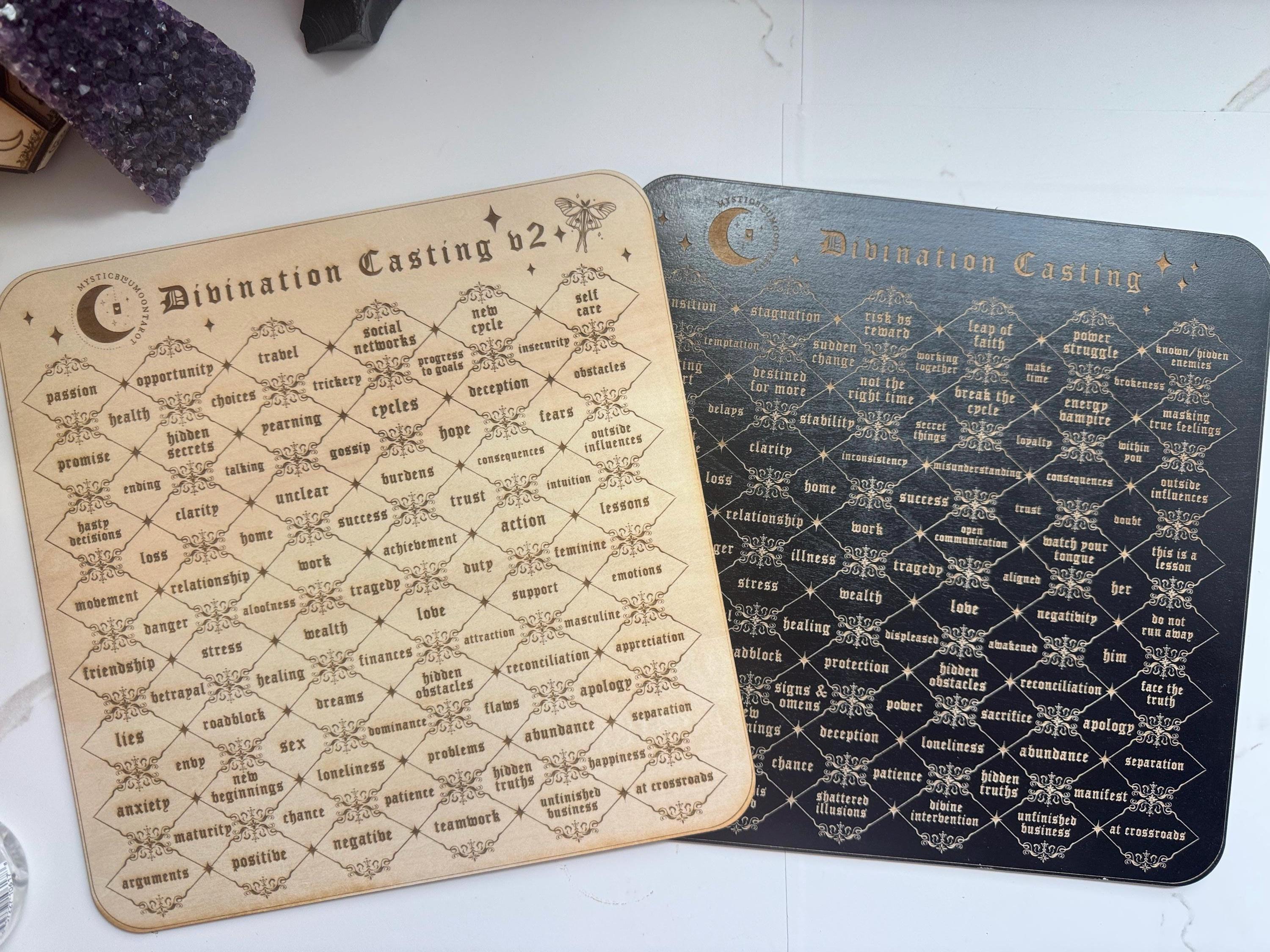 Divination Casting Board V2 - Used For Psychic Readings, Life Situations Answers, Charm Casting Mat, Tarot and Dice Reading Tool