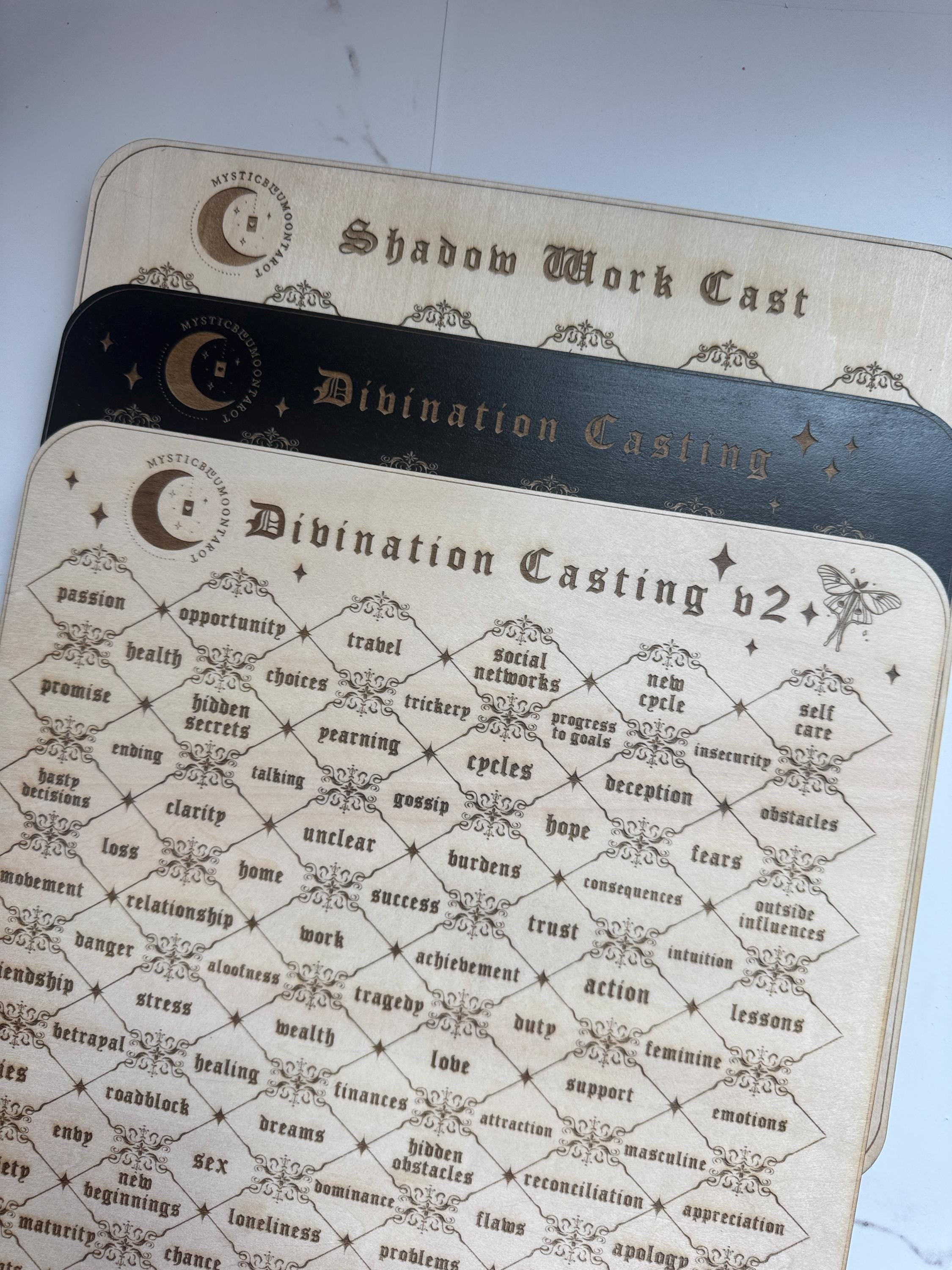 Divination Casting Board V2 - Used For Psychic Readings, Life Situations Answers, Charm Casting Mat, Tarot and Dice Reading Tool