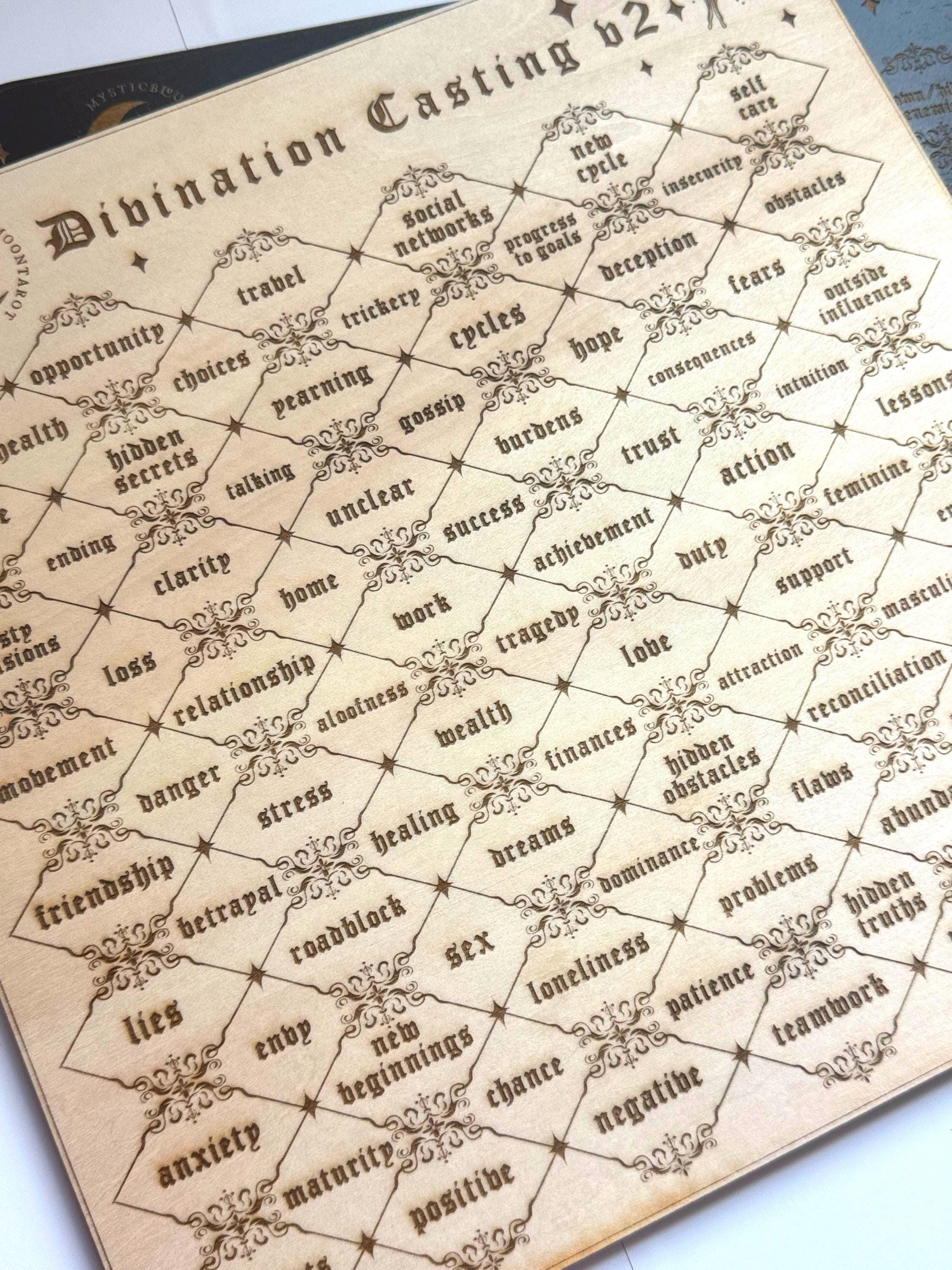 Divination Casting Board V2 - Used For Psychic Readings, Life Situations Answers, Charm Casting Mat, Tarot and Dice Reading Tool