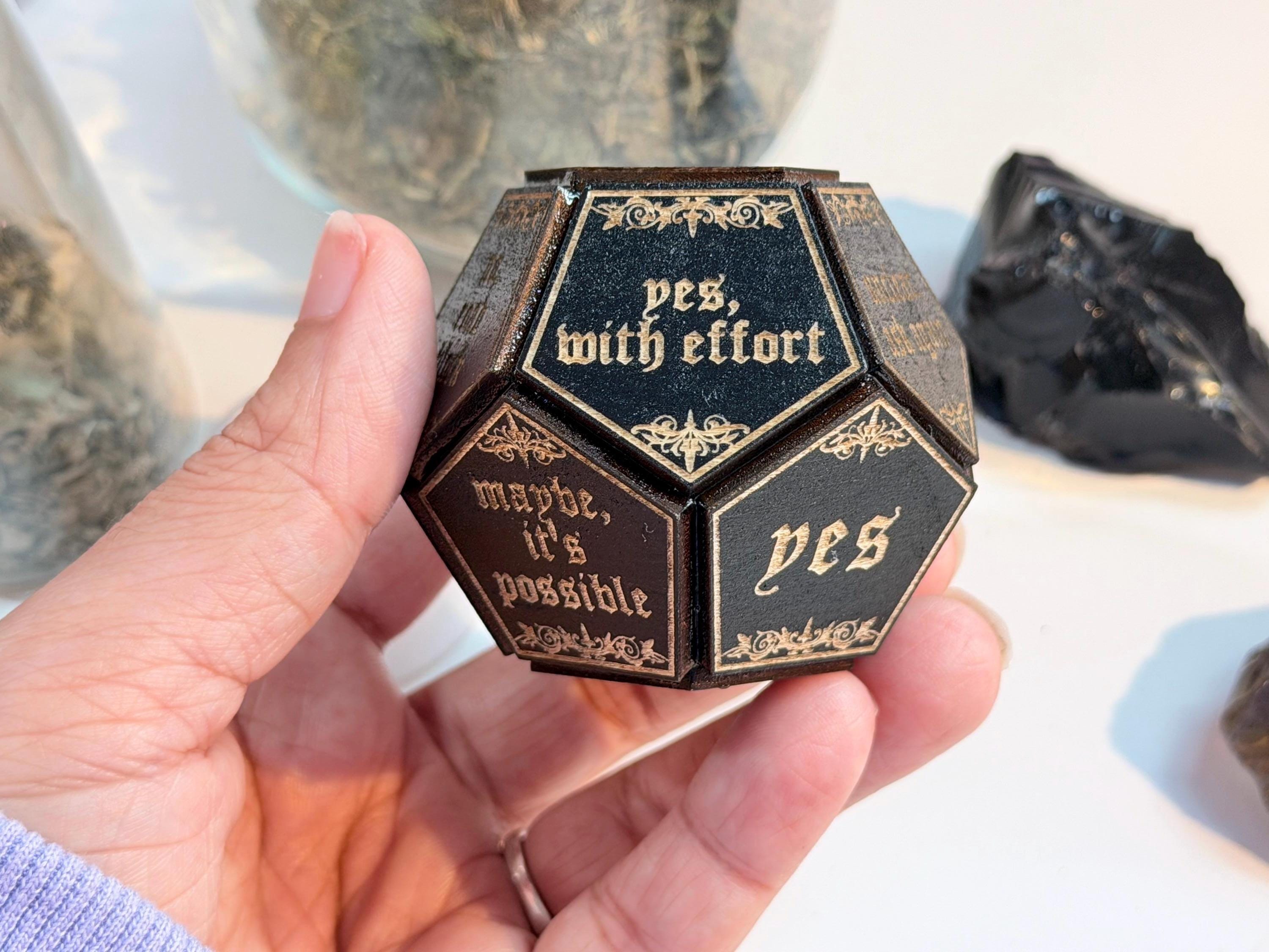 Black Divination Dice Set: Fortune-Telling Spiritual Tool, Witchy Gift