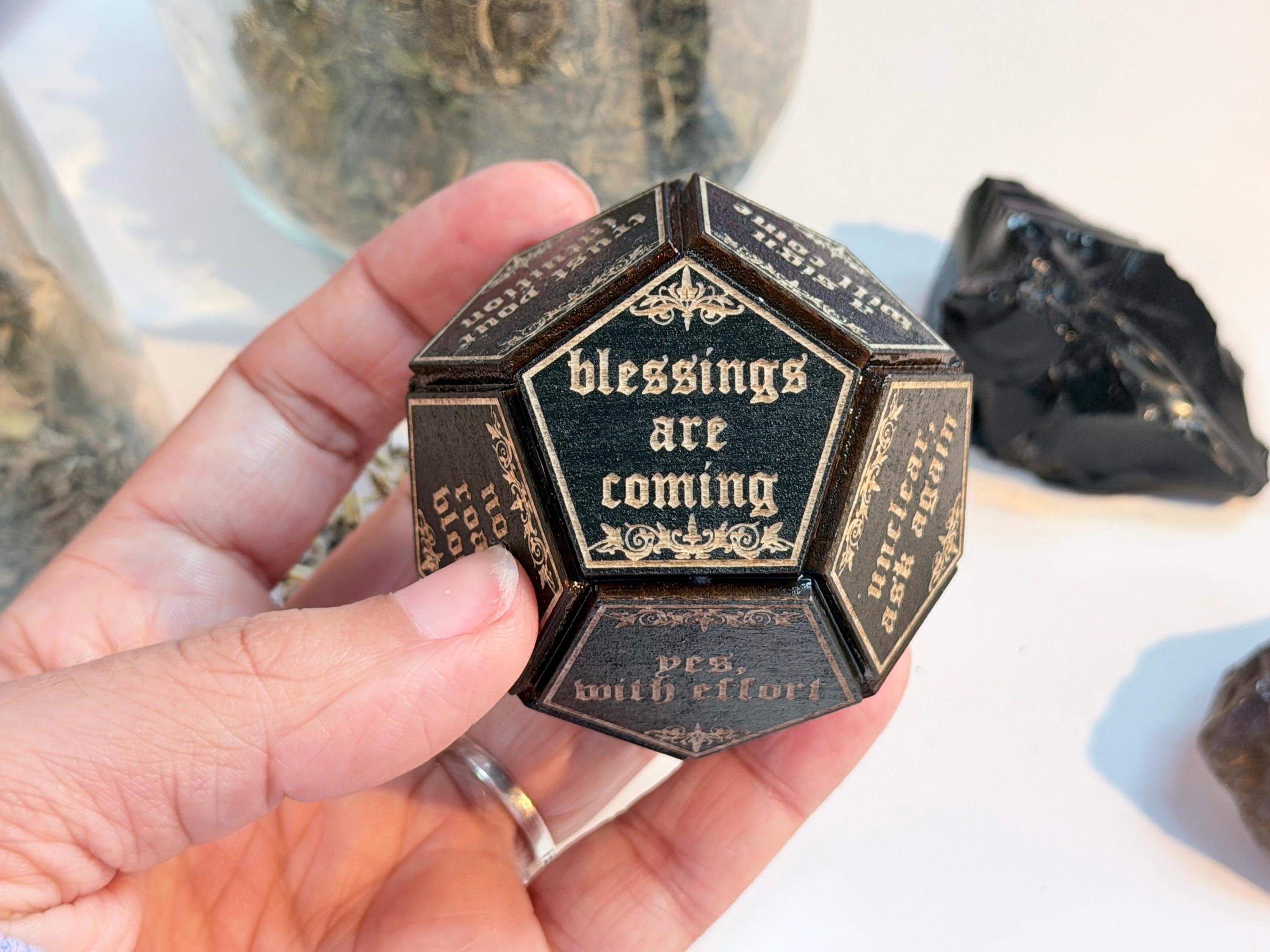 Black Divination Dice Set: Fortune-Telling Spiritual Tool, Witchy Gift