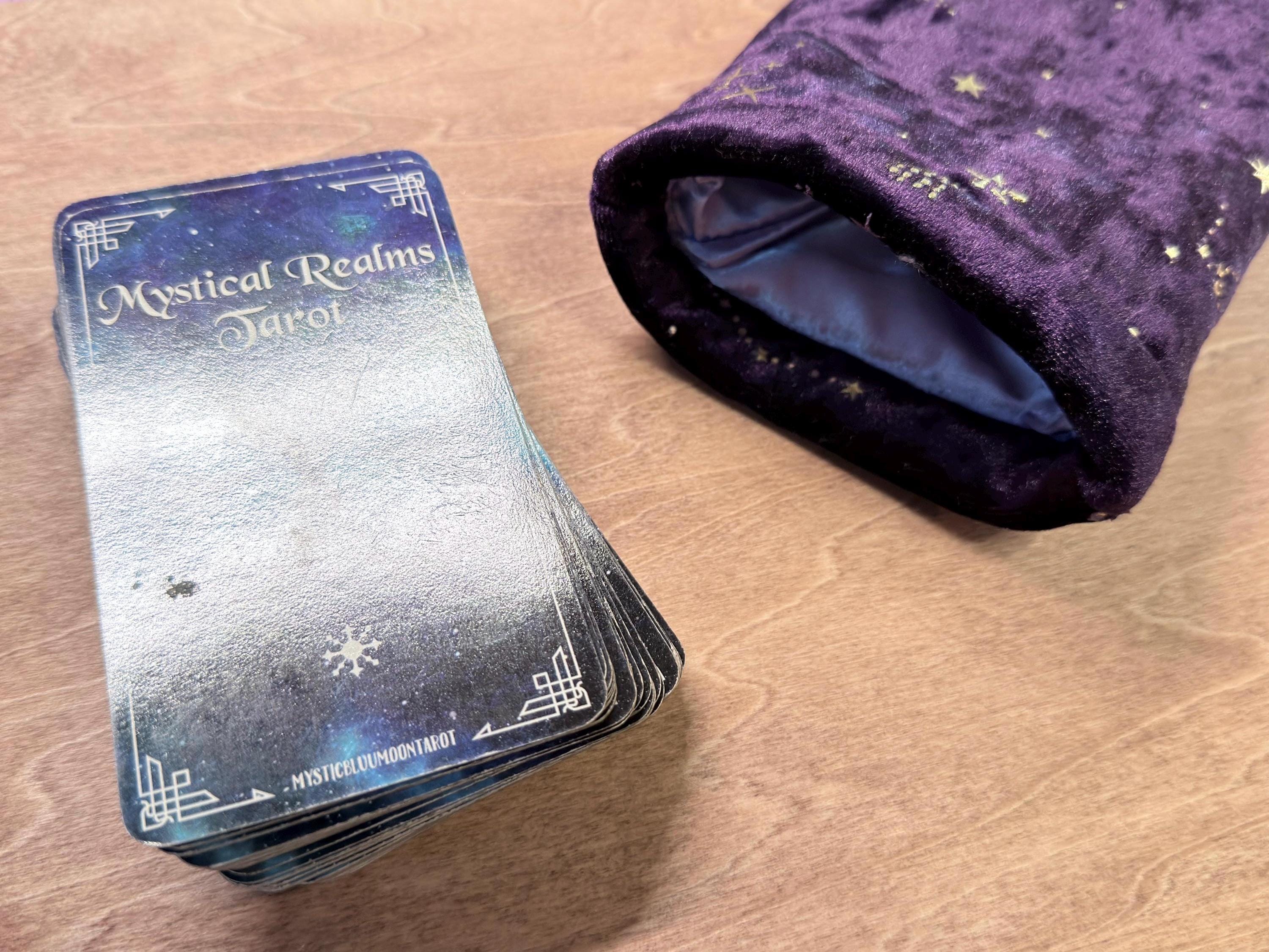 Tarot Deck Bag – Velvet Celestial Purple Mystic Card Storage Pouch
