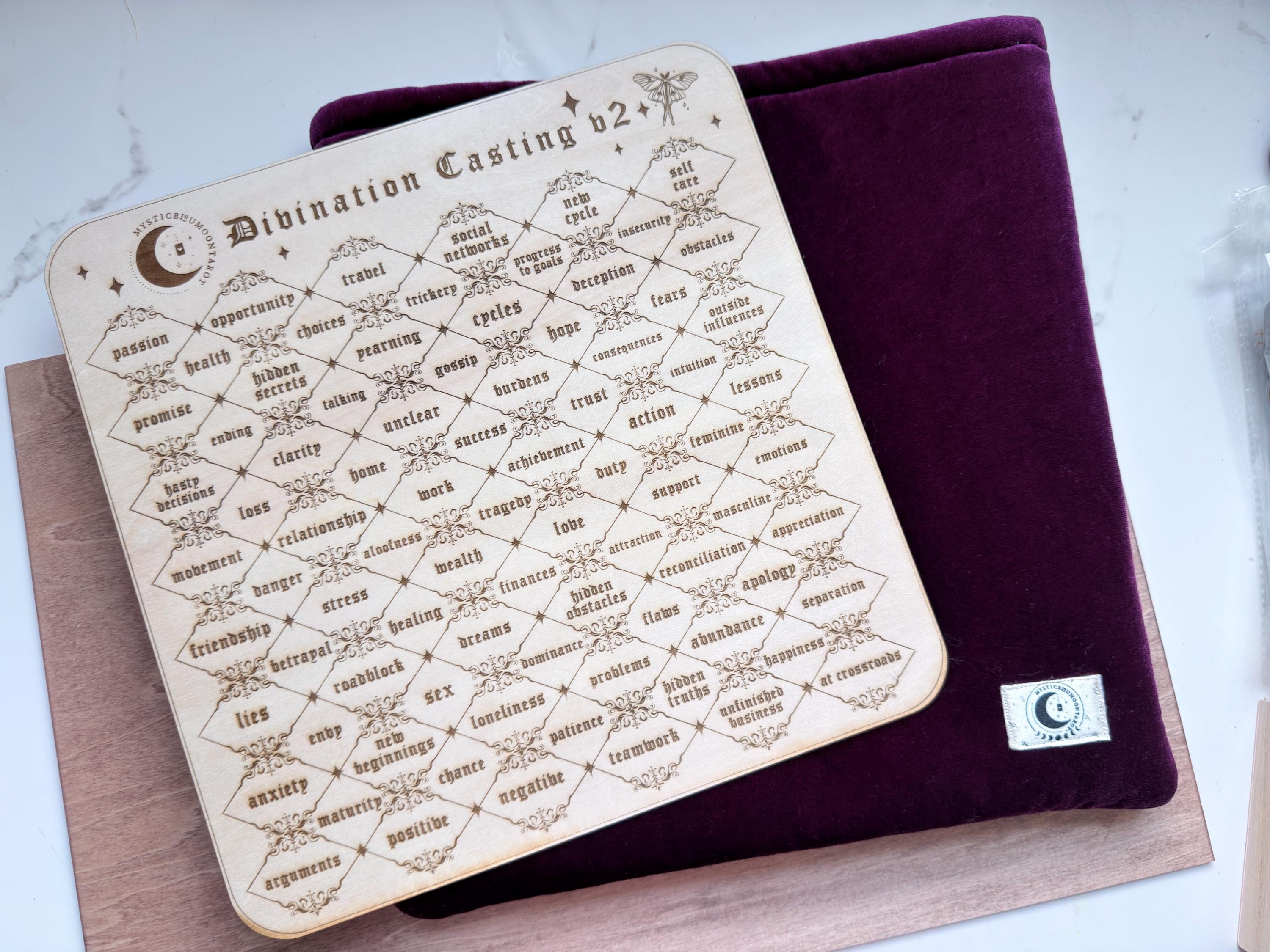 Black Divination Casting Board for Charm Casting & Rune Readings | Dice Spiritual Tool