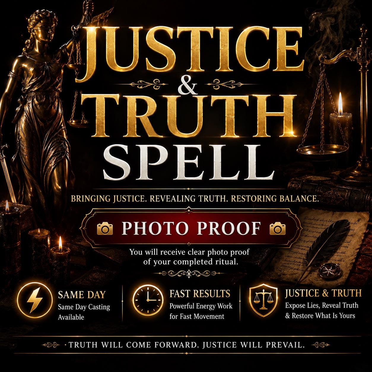 Justice and Truth Spell - Clarity, Faith, Protection, Victory, & Defence