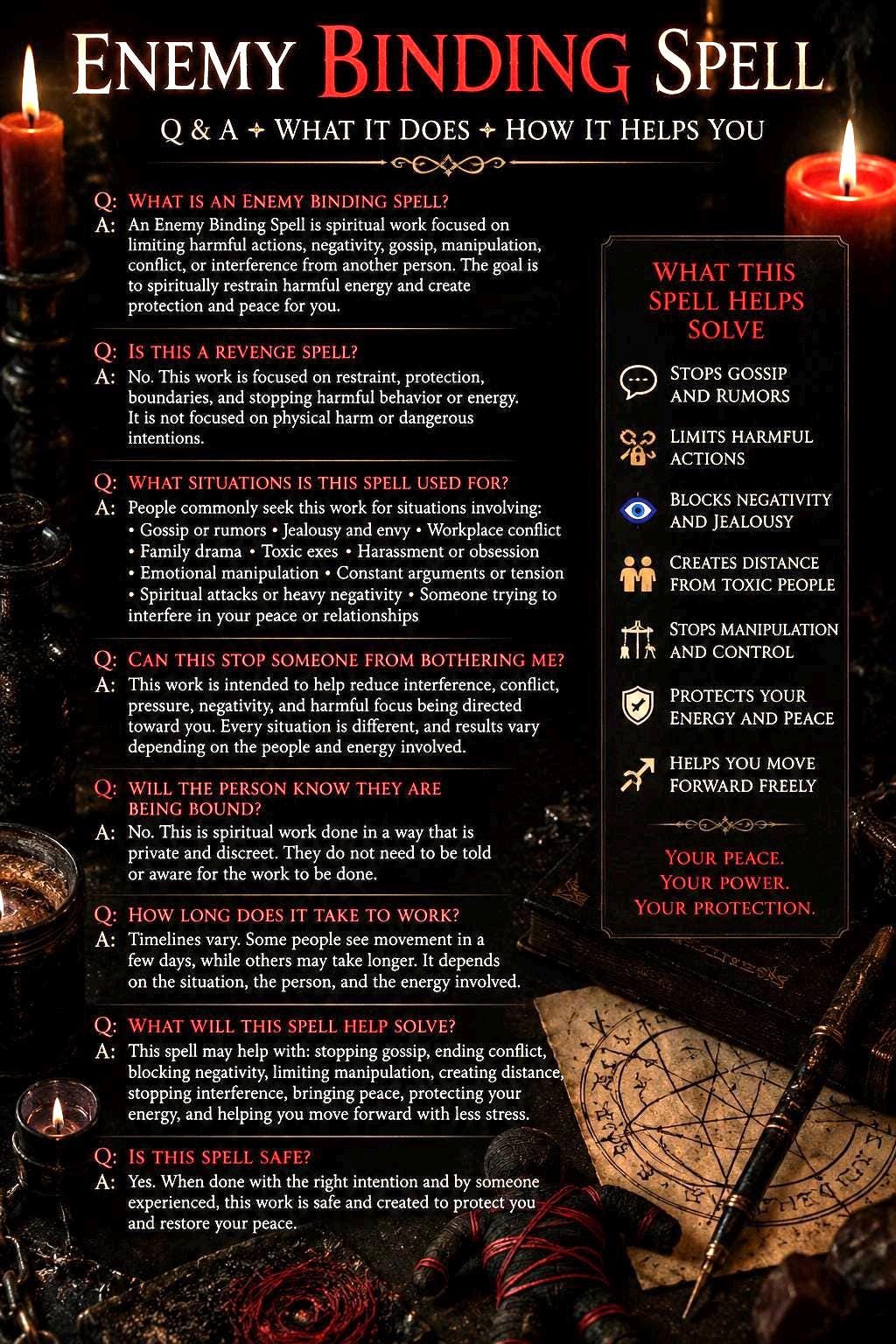 Binding Enemy Spell, For Stopping Them From Harming You, Return Their Energy 10 Fold, Get Revenge & Protection