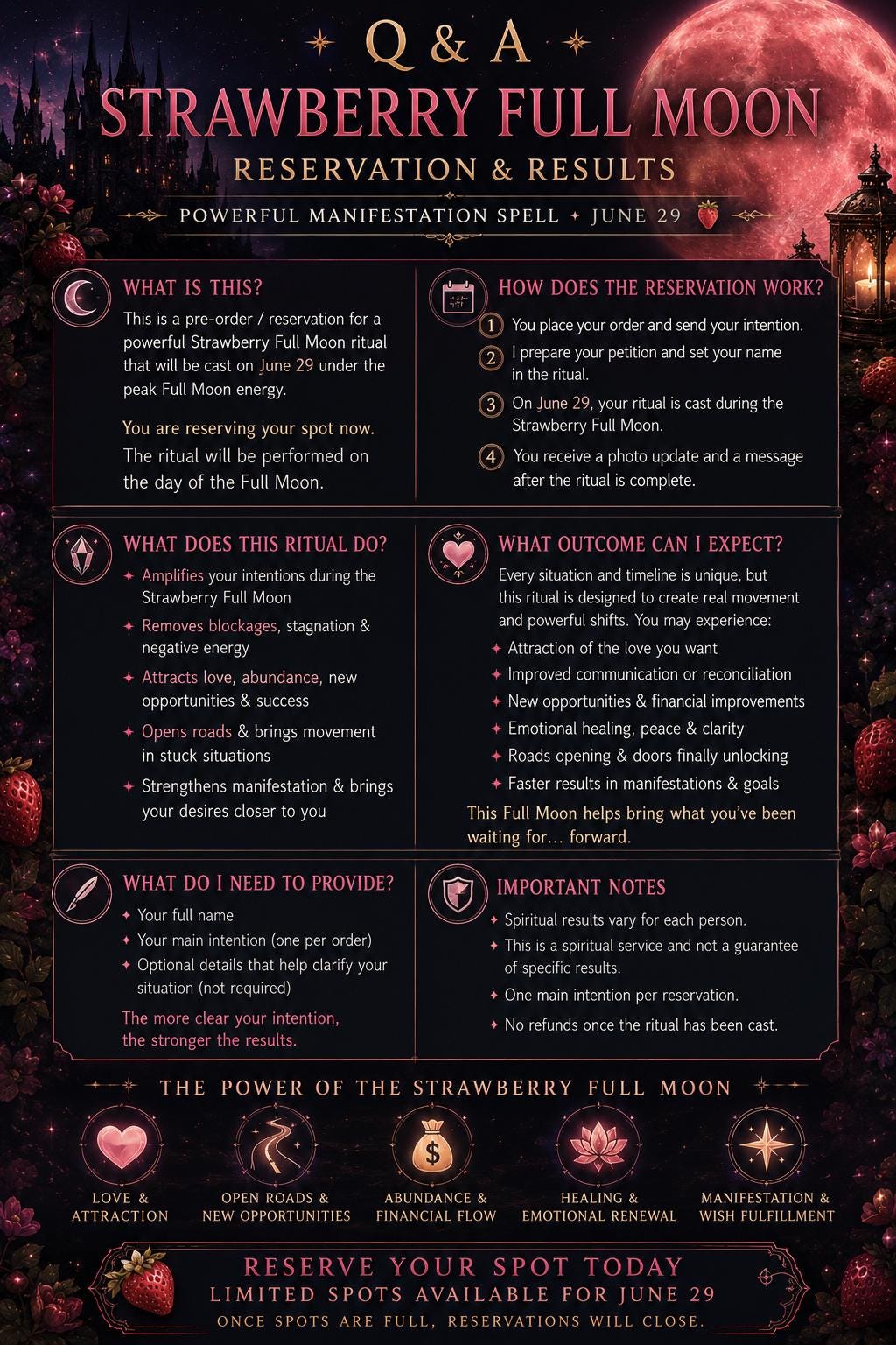 Powerful Full Moon Ceremony, Attraction & Road Opening, Pre Order Reservation June 29