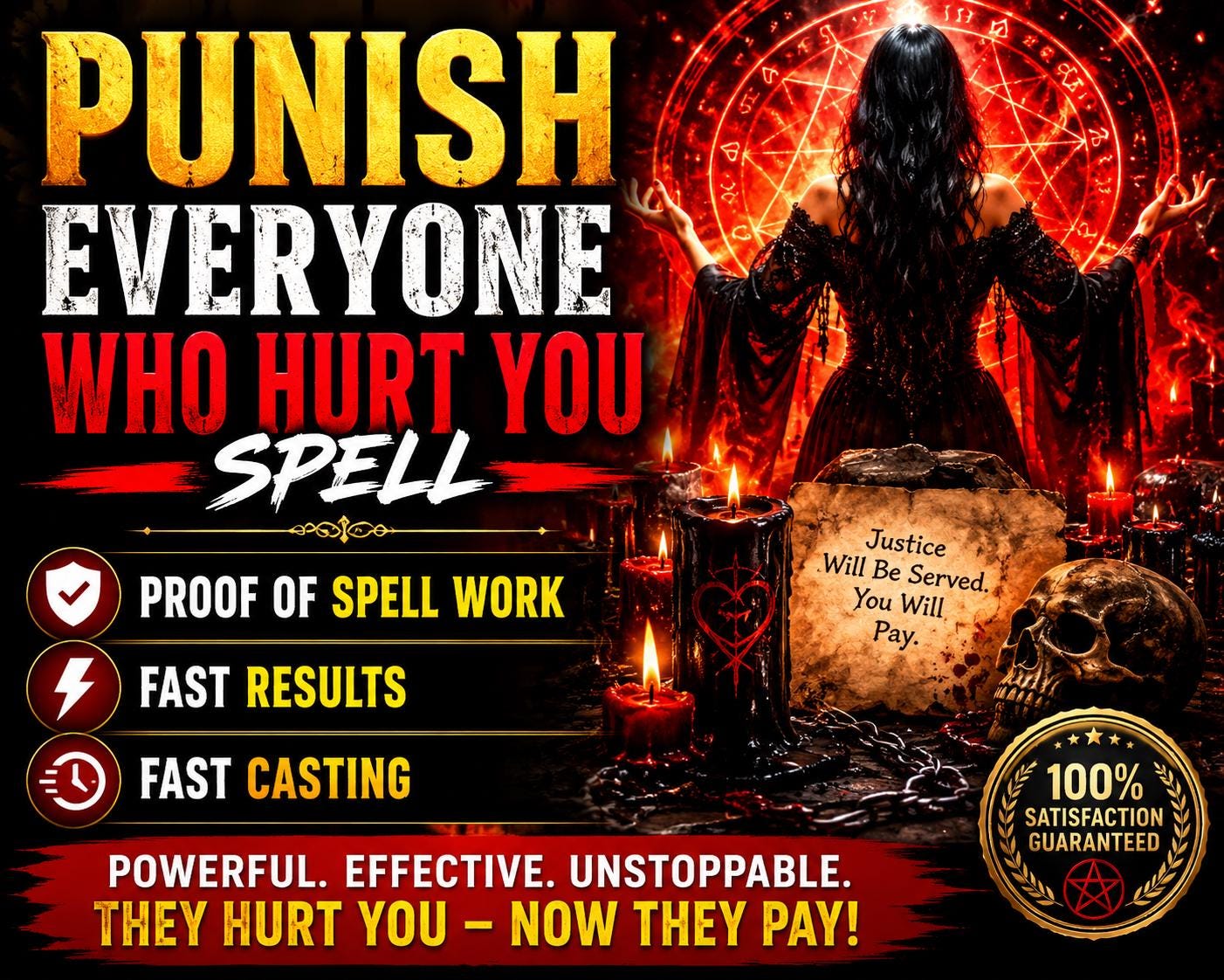 Ultimate Revenge Spell: Protection From Enemies and Send Their Energy Back 10 Fold, Witchcraft, Dark Justice Ritual