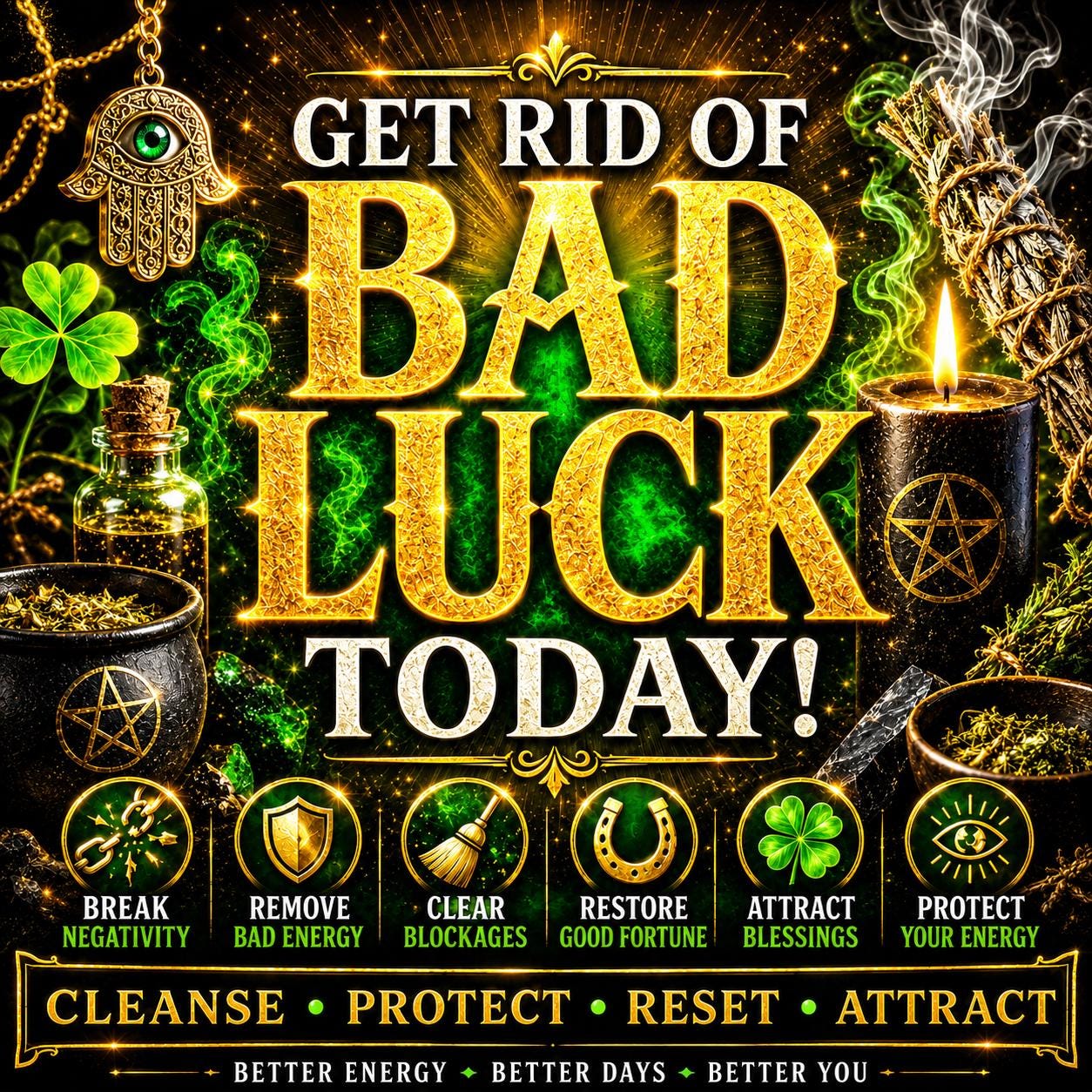 Remove Bad Luck Spell For Clearing Negative Energy, Removing Blockages & Attracting Better Luck