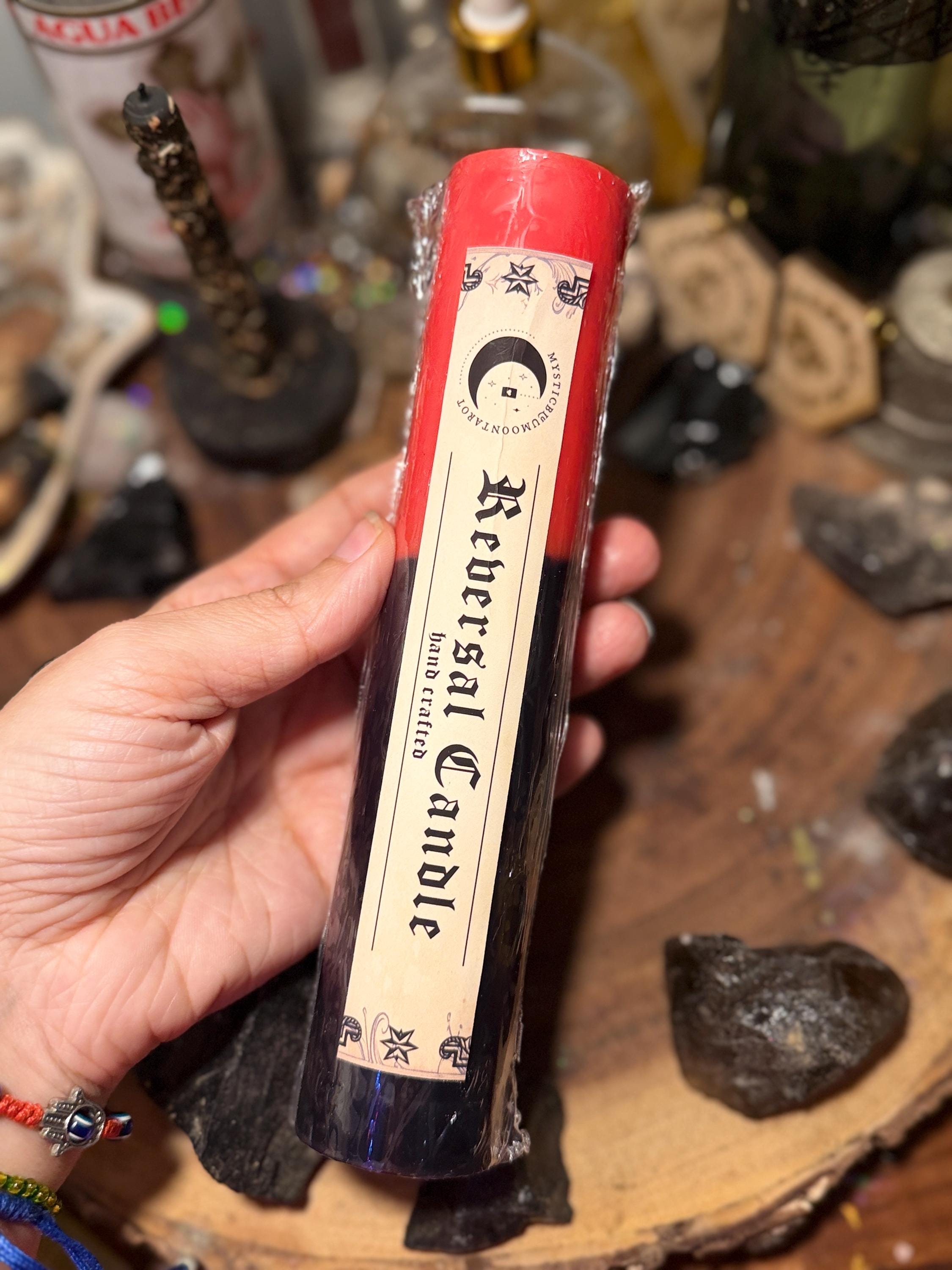 Jumbo Red and Black Reversal Spell Candle: Used for Return To Sender Spells 8in