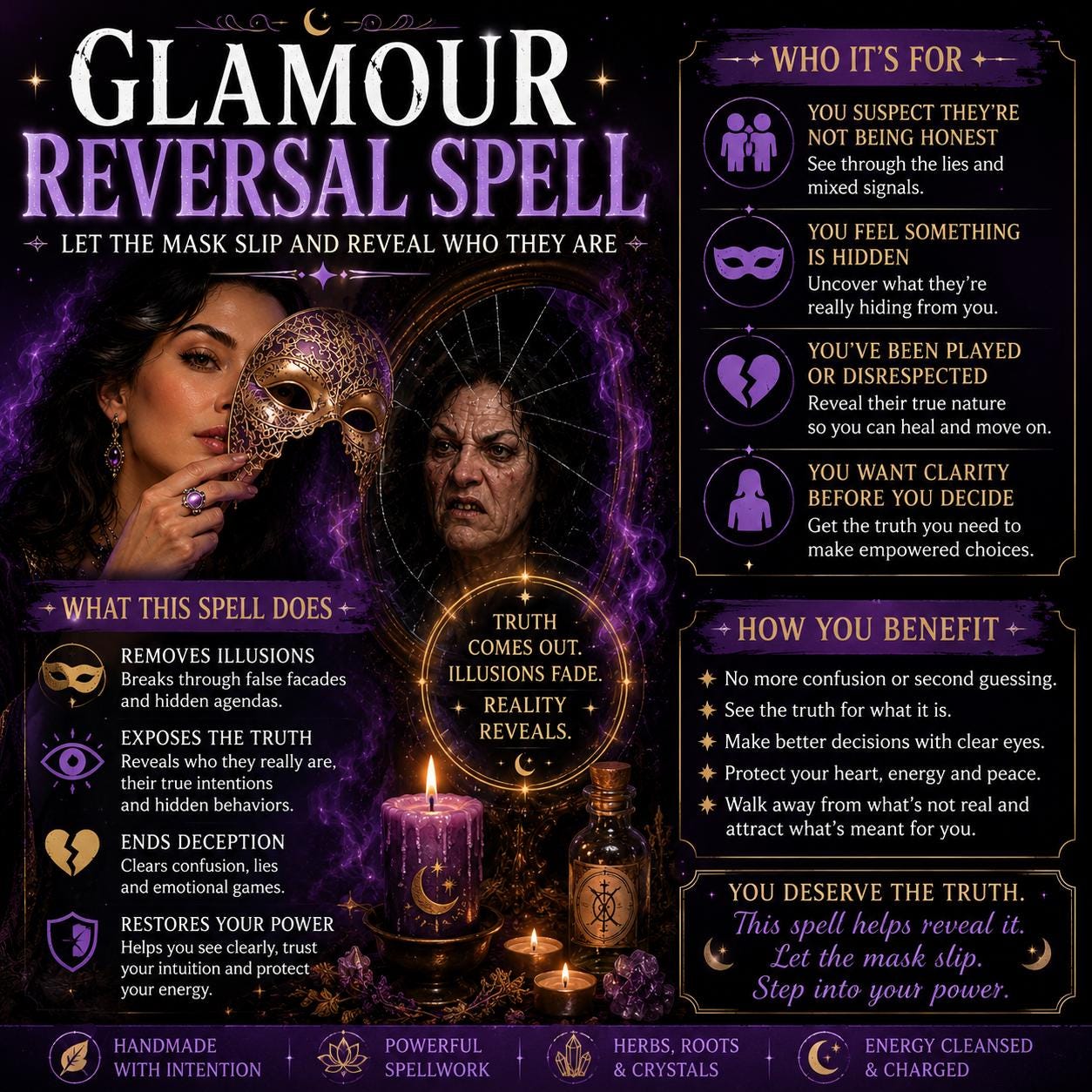 Glamour Reversal Spell | Reveal Their True Colors | Expose Lies | Spiritual Protection