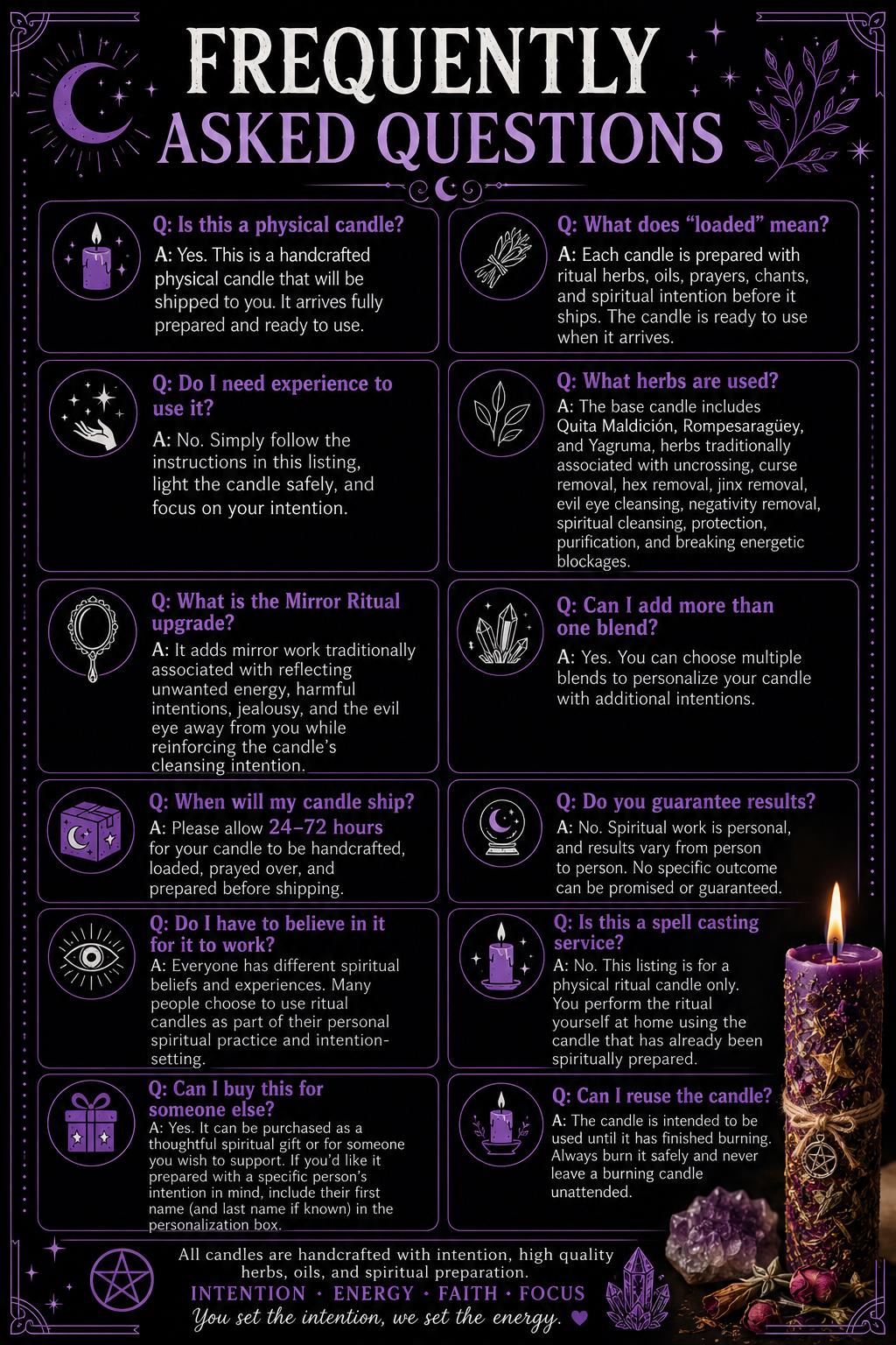 Loaded Dark Energy Removal Candle | Fixed Remove Unwanted Energies Ritual Candle | Witchcraft Supplies