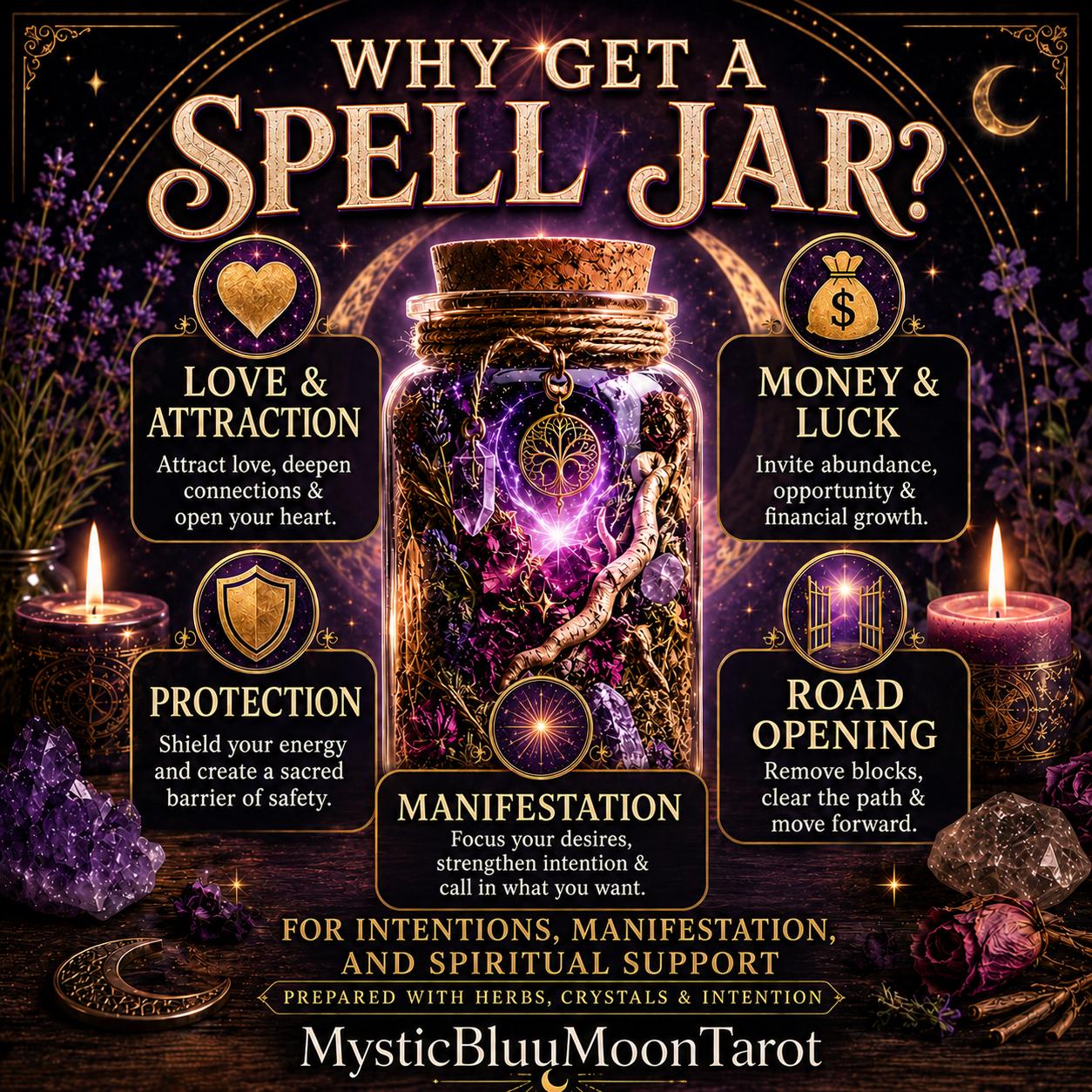 Manifestation Spell Jar For Goals, Love, Protection, Spiritual Amulet