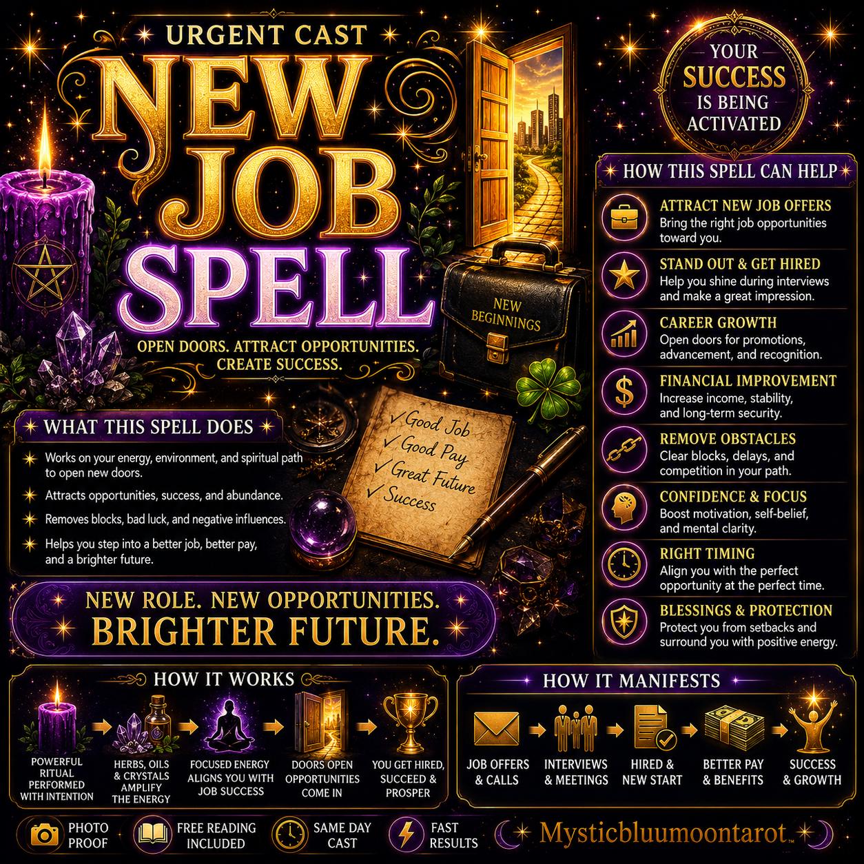 Get a Job Spell, Get Hired Ritual, Dream Job Blessing, Money Attracting, Spiritual Work for Career, Money Manifestion