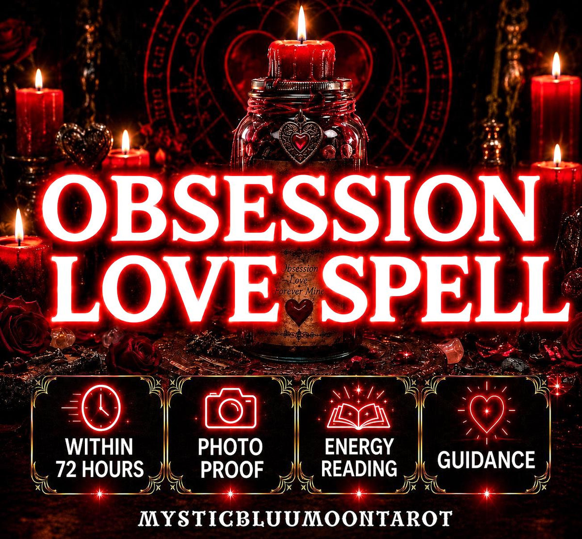 Obsession love ritual candle for attraction, longing and devotion