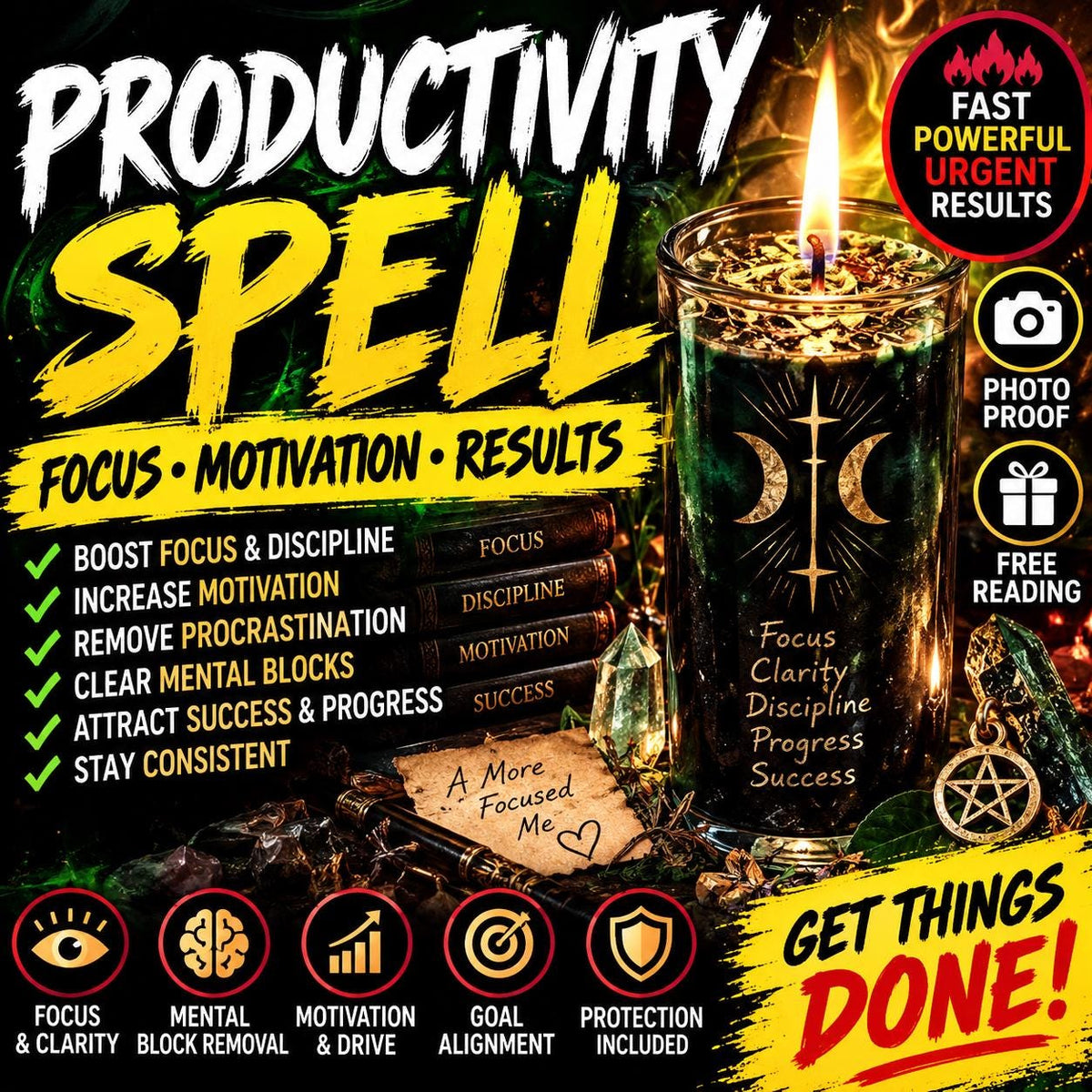 Productivity Spell | Motivation, Discipline & Focus | Stop Procrastinating, Get Things Done, Success, Goal Manifestation