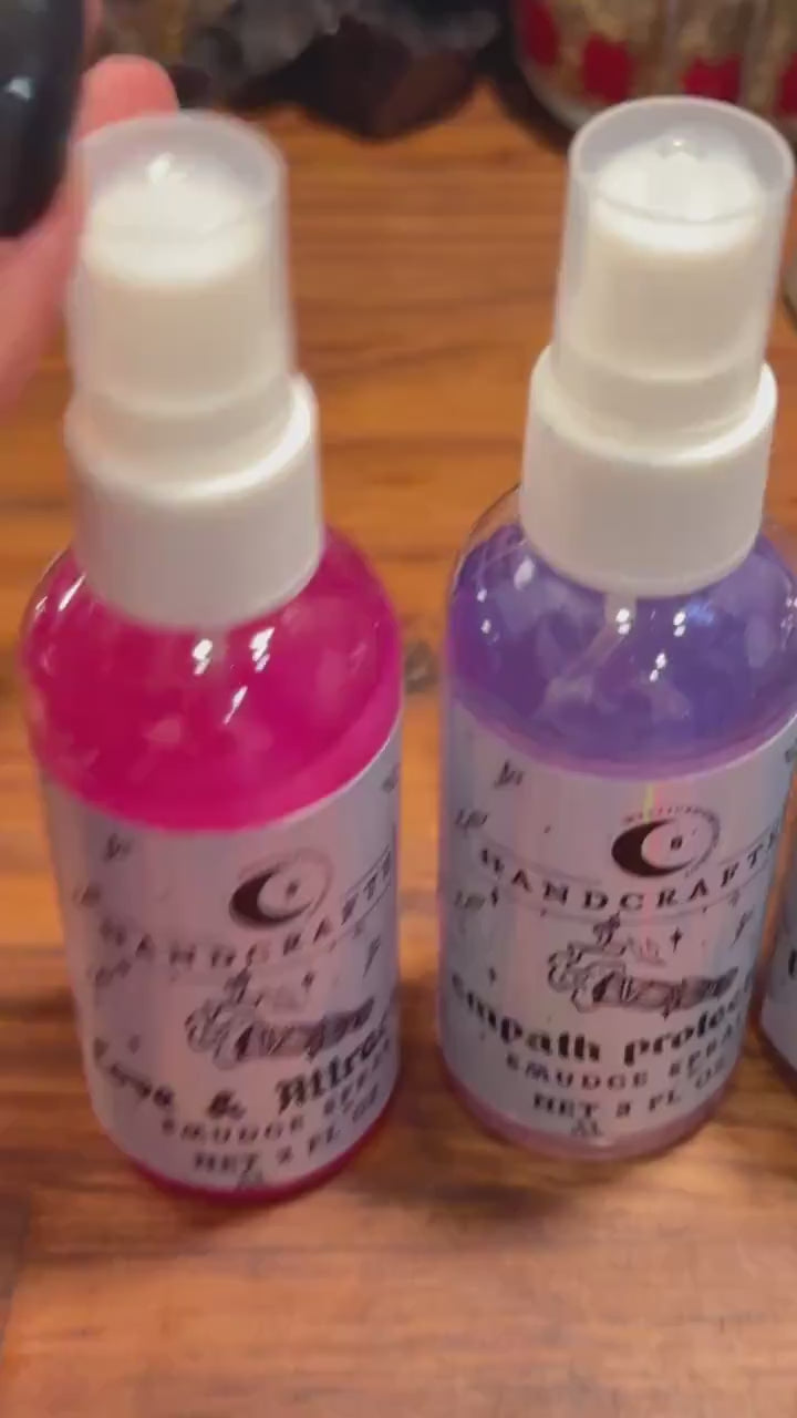 Crystal Infused Smudge Spray: Smoke-Less Cleansing, Intention Spell - 2oz
