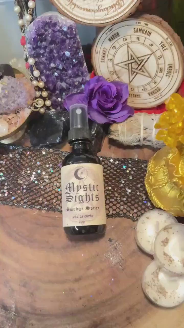 Mystic Sights Divination Spray | Enhance Intuition | Intention Infused Spell | Smoke-Free Energy Clearing Spray | Witch Gift