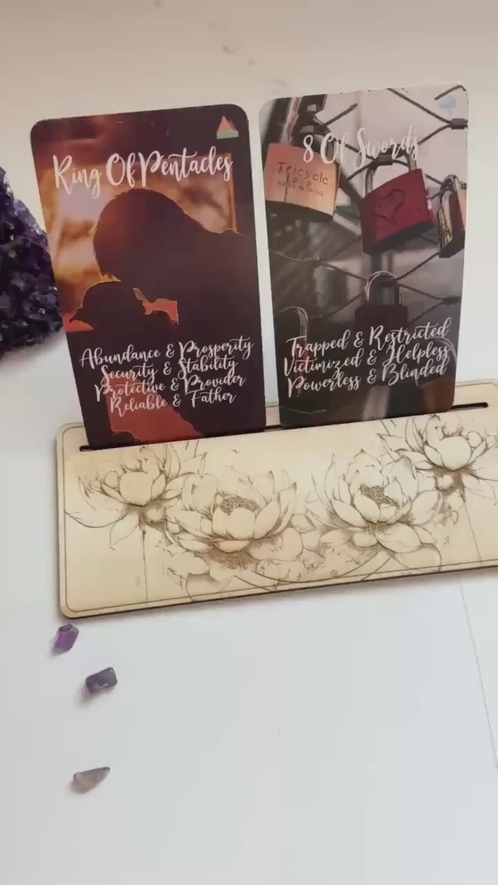 Tarot Card Holder Stand, Lotus Flower, Tarot Oracle Affirmation Card Display, Laser Engraved Divination Stand, Altar Decor, Spiritual Gift