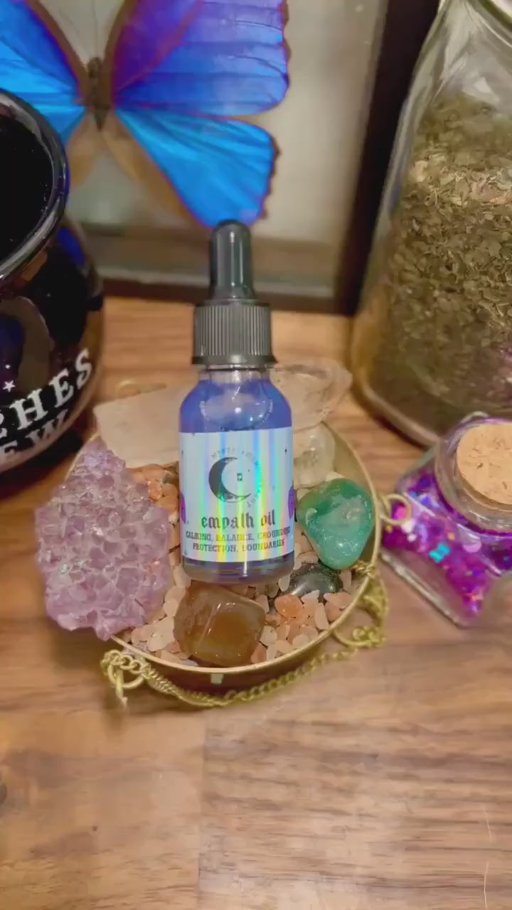 Empath Oil Protection Ritual Oil Witchcraft Magick Grounding Anxiety Relief Stress Calming Moon Amethyst Wicca Witch Oil Cleansing