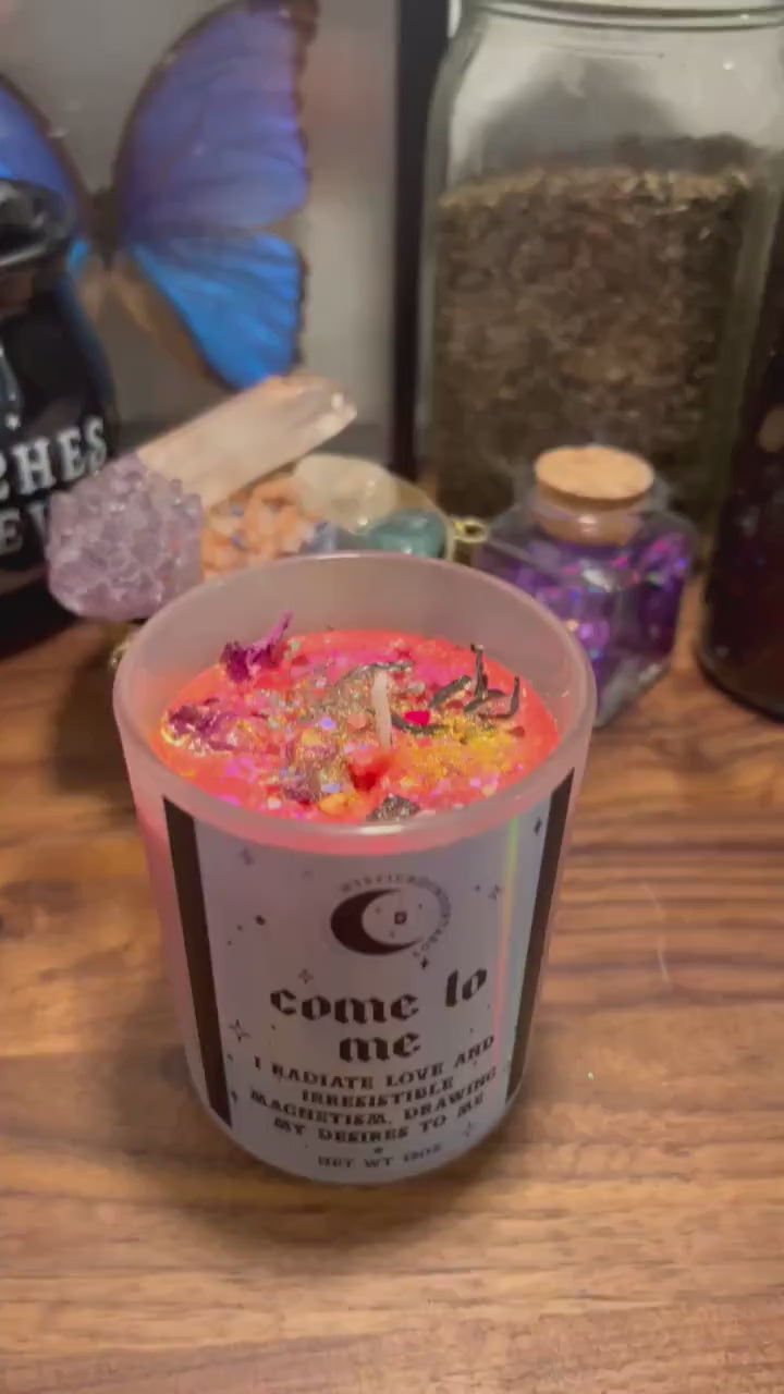 Come To Me Candle: Love Manifesting Spell, Witchcraft Ritual, Fruity Floral Scent