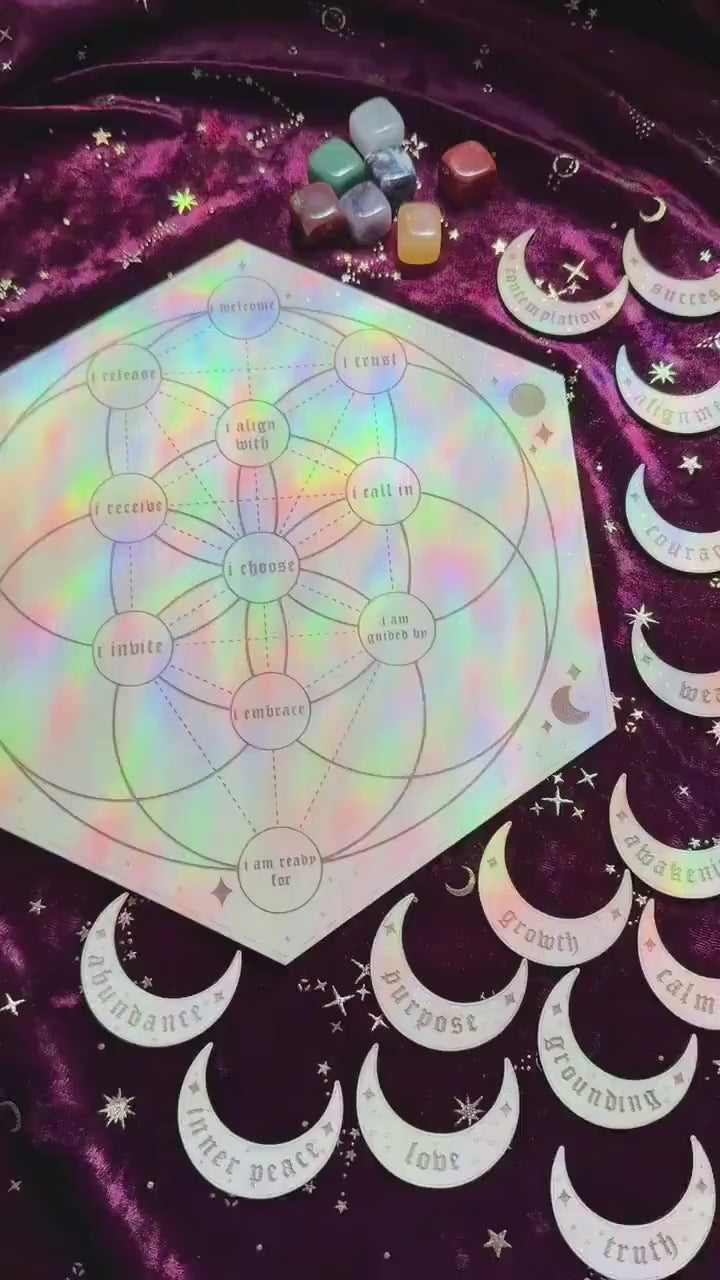 Crystal Grid Manifestation Board | Spiritual Tool To Start Manifesting Focused Intentions | Release Shadow Energy