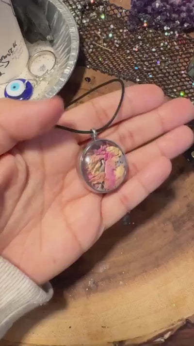 Love Spell Locket Necklace: Witchy Amulet with Herbs & Crystals