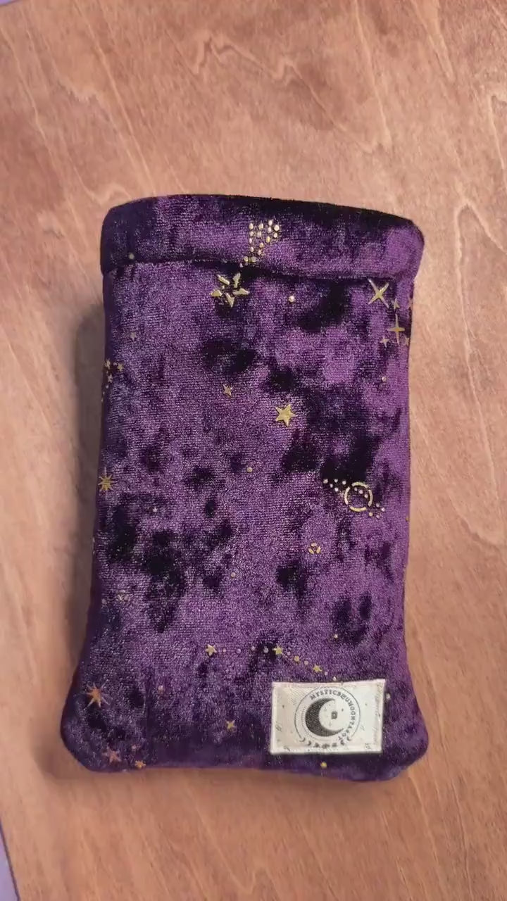Tarot Deck Bag – Velvet Celestial Purple Mystic Card Storage Pouch