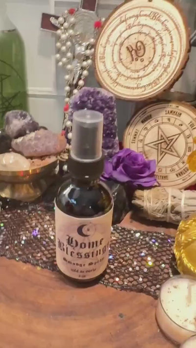 Home Blessing Smudge Spray: Crystal & Herb Infused Energy Cleanser (2oz)