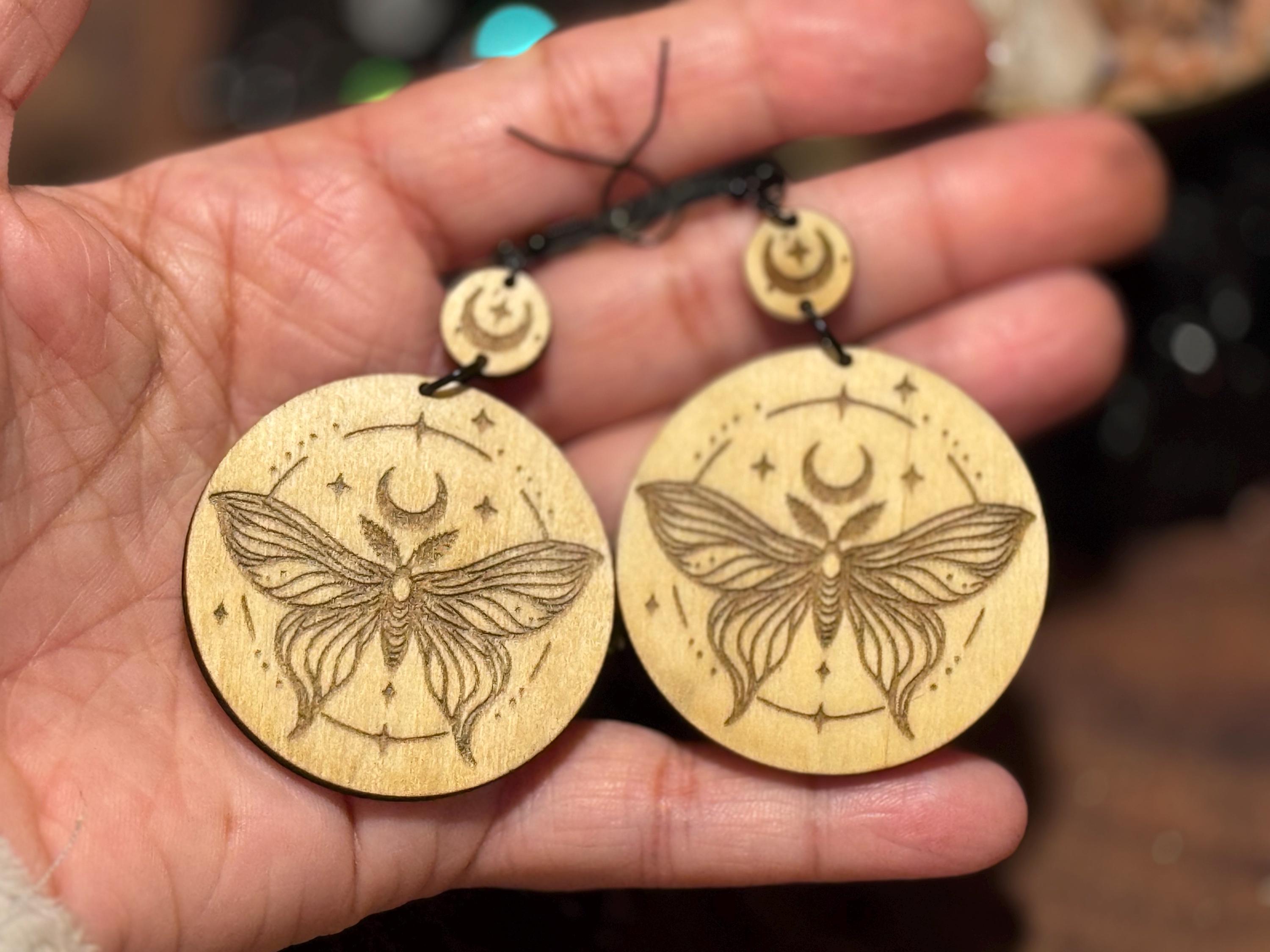 Spiritual Moth Earrings for Witches, Pagans, and Astrology Lovers