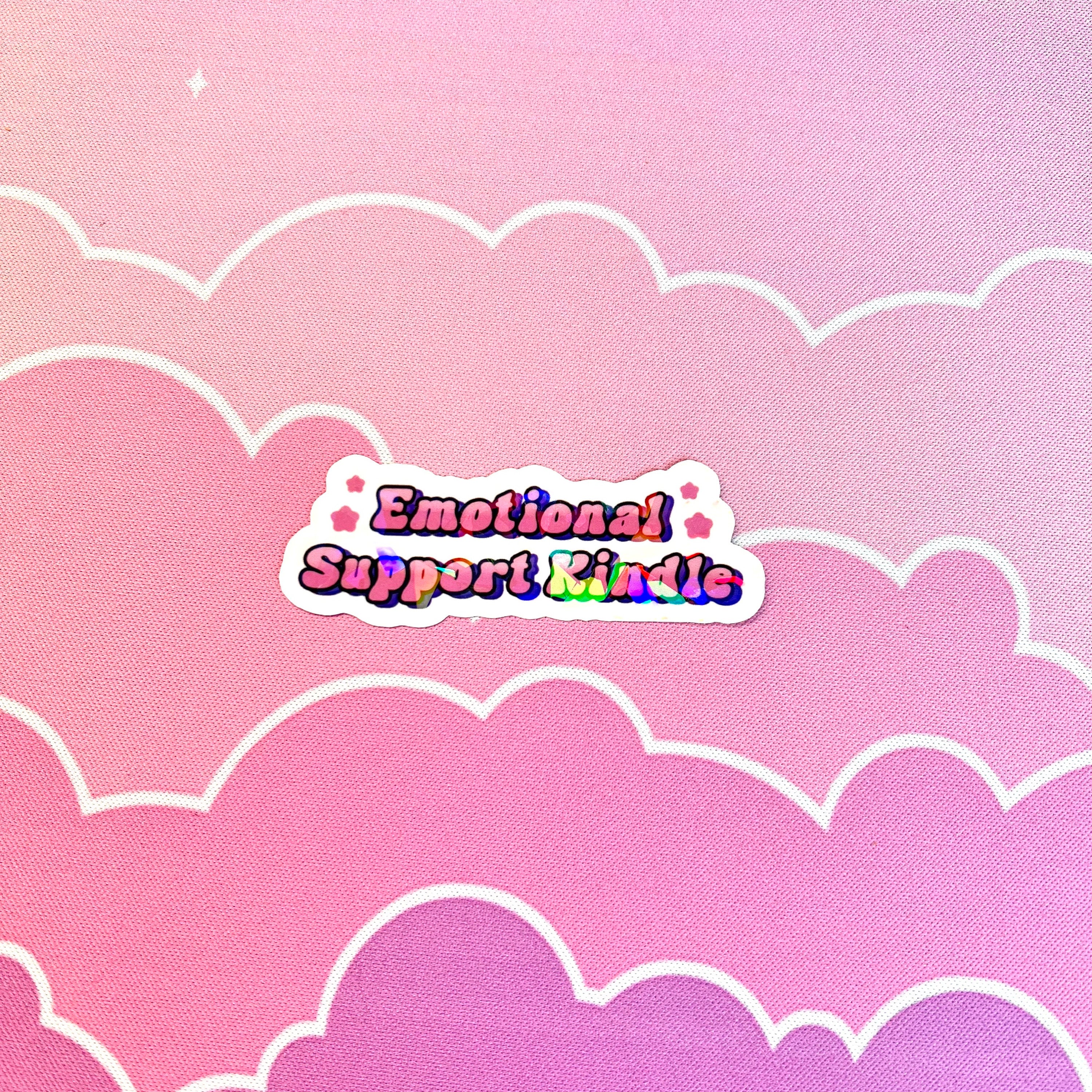 pink emotional support kindle sticker holographic bookish sticker kindle stickers books lover gifts booktok books sticker smut stickers